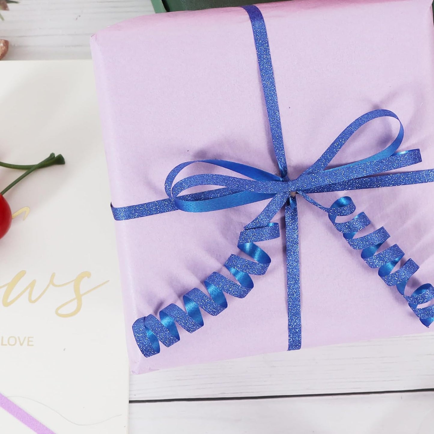 BEISHIDA 500 Yards Blue Glitter Ribbon Curling Crimped, Glitter Ribbon Balloon String Shiny for Gift Wrapping &Birthday Party Festival Art Craft Decor Florist Flowers Decoration