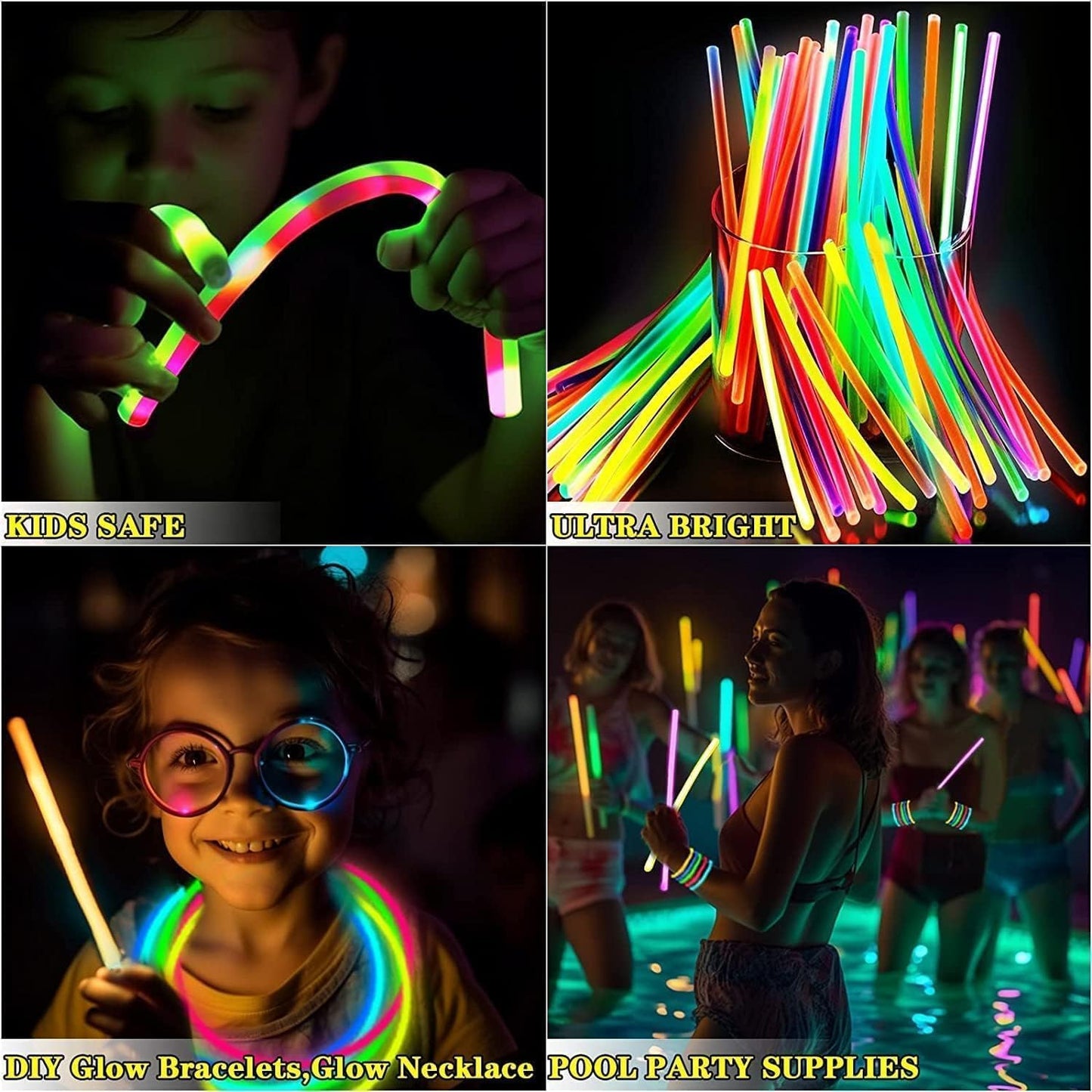 TURNMEON 960 Pack Ultra Bright Halloween Glow Sticks Bulk Party Pack Halloween Glow In The Dark Halloween Party Supplies Favors Glow Sticks Necklaces Bracelets with Connectors 8" Glow stick Light Up