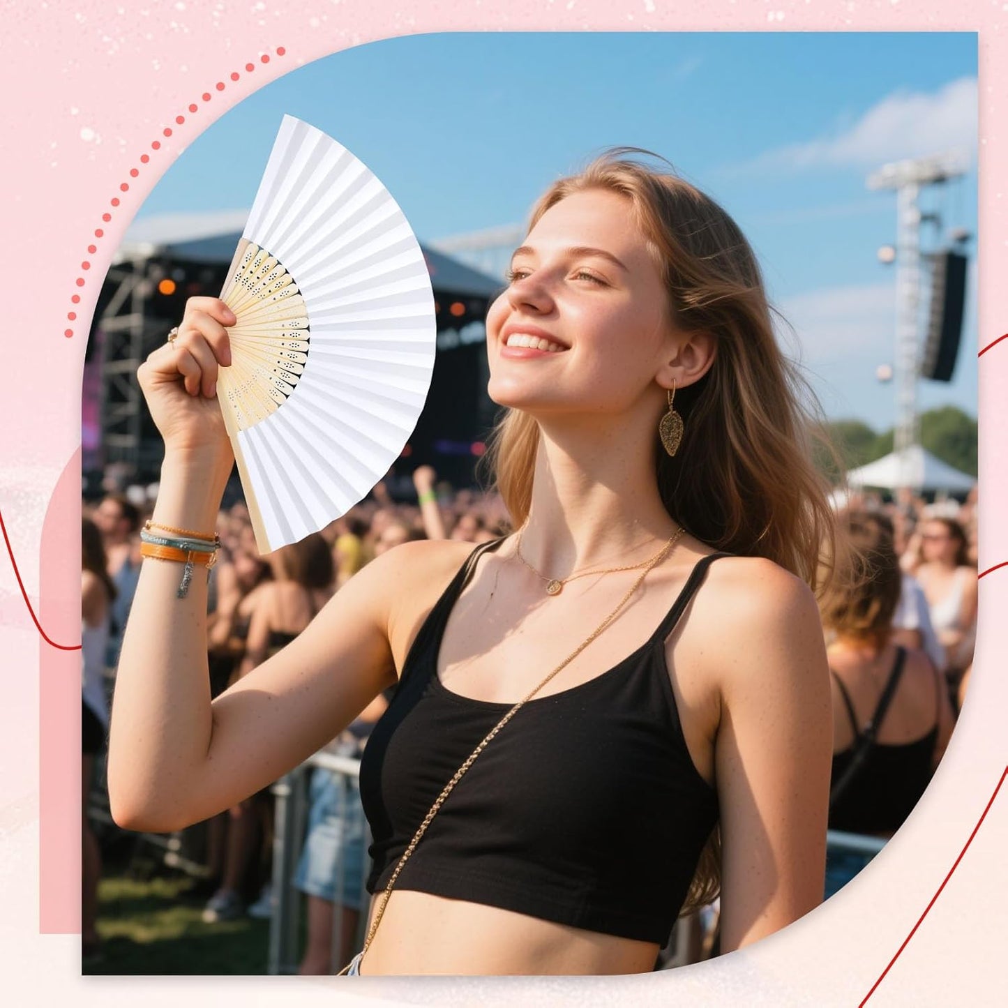 DomeStar 15 Pcs White Paper Fans Handheld – 8.3 Inch Foldable Hand Fan, Folding Fans Handheld for Women, Paper Fan for Wedding Guests, Bridal & Baby Shower Favors, Party Decorations