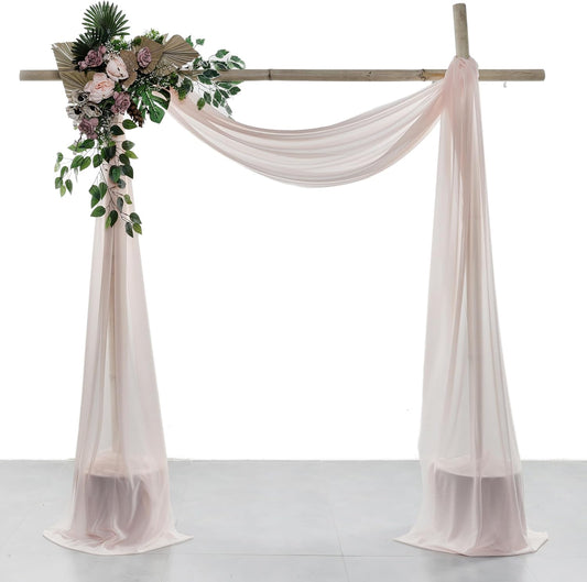 VDS Pack of 2 Panel (30 Inch X 20 Feet) Wedding Arch Draping Fabric Sheer Chiffon Fabric Drapery for Wedding Ceremony Reception Swag Backdrop Canopy Chuppah ARBO Altars Decoration (Nude)