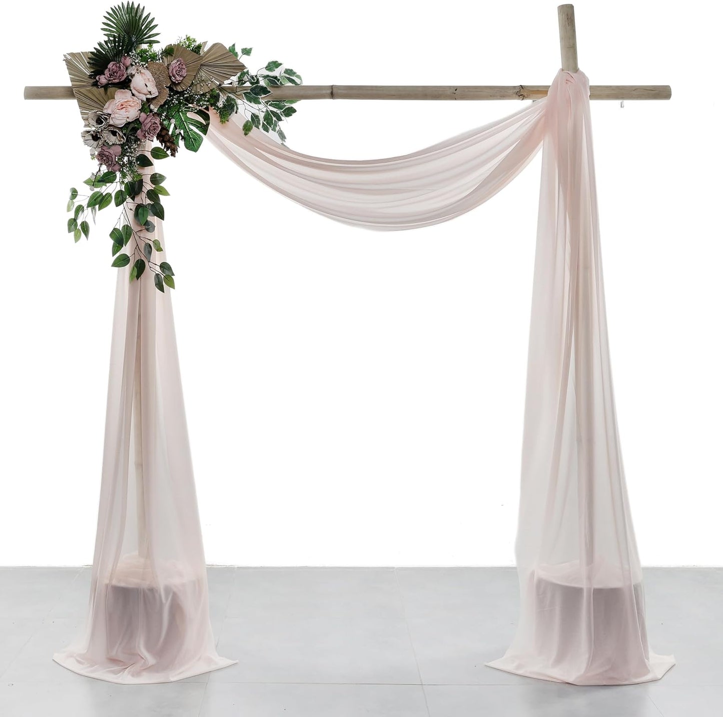 VDS Pack of 1 Panel (30 Inch X 30 Feet) Wedding Arch Draping Fabric Sheer Chiffon Fabric Drapery for Wedding Ceremony Reception Swag Backdrop Canopy Chuppah ARBO Altars Decoration (Nude)