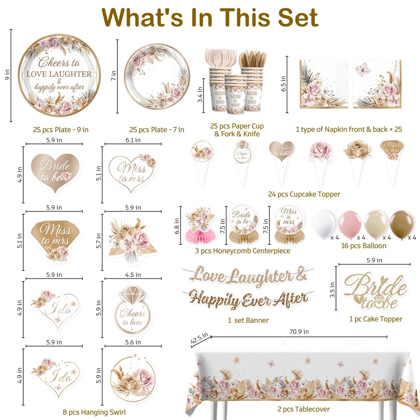 Bridal Shower Decorations, Love Laughter & Happily Ever After Shower Party
