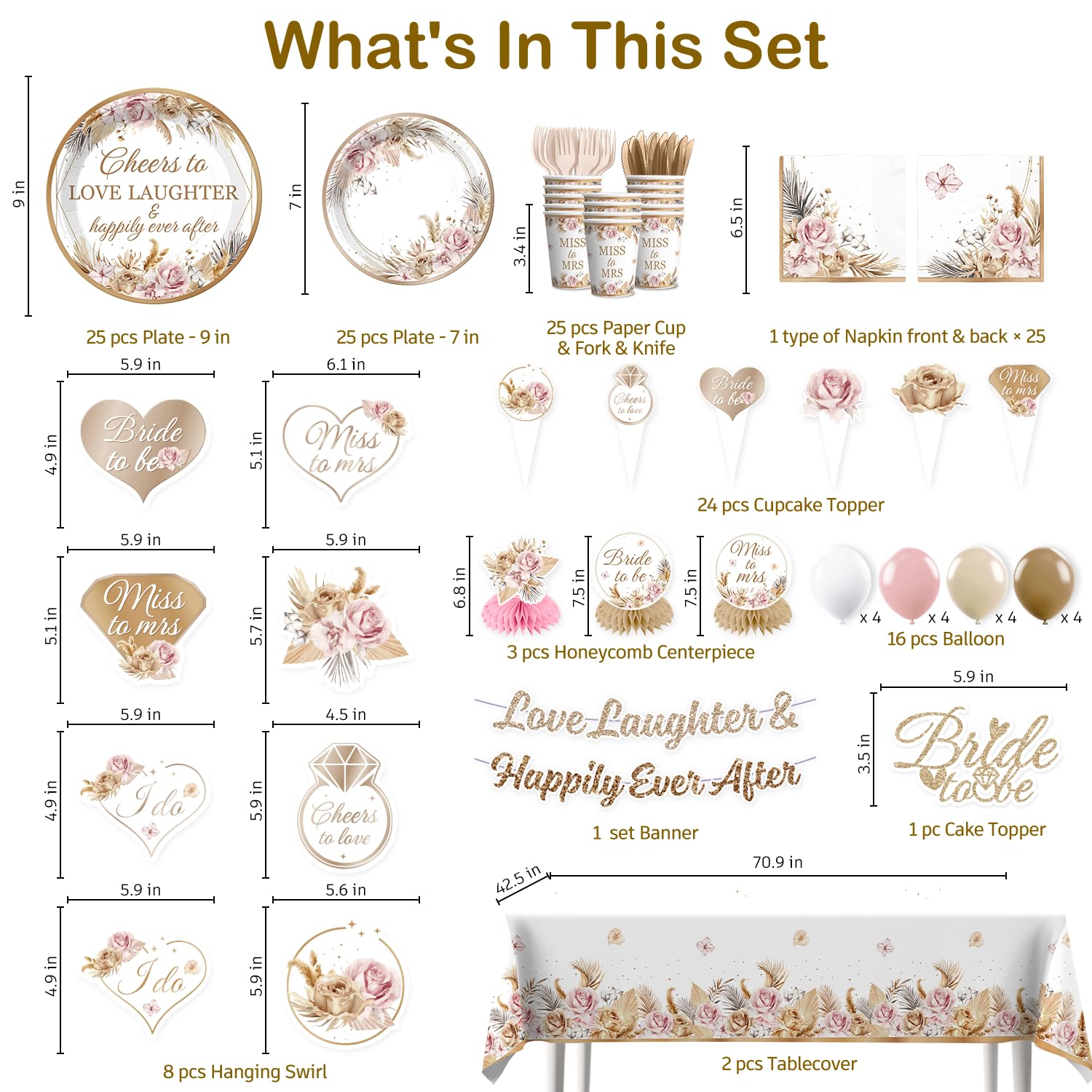 Bridal Shower Decorations, Love Laughter & Happily Ever After Shower Party