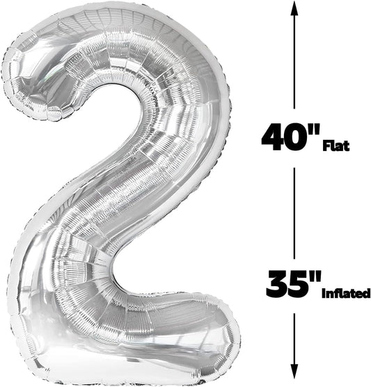 40 Inch Silver Mylar Foil Number 26 Birthday Balloon, Digital Balloons for 26 Boy Girl Party Decorations Supplies, Big Helium Balloon Numbers for 26 Men Women Anniversary