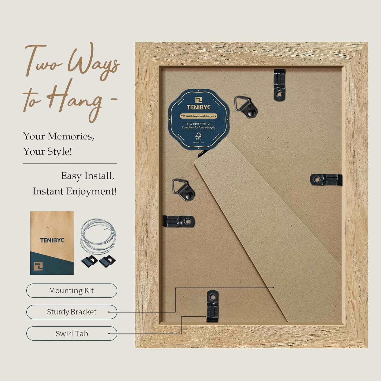 5x7 Picture Frame 4 Pack, Natural Solid Wood Photo Frame, HD Tempered Glass, Table Display or Wall Hanging