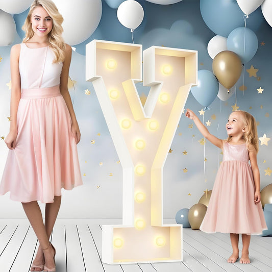 Ledido 4FT Marquee Light Up Letters Large Light Up Letters for Party Decoration, Marquee Letter for Birthday Graduation Baby Shower Wedding, Pre-cut Foam Board Assembly Required Letter Y