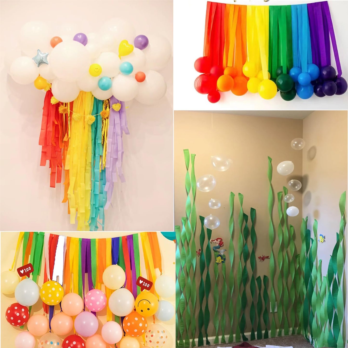 Suaxova 6 Rolls 492ft Rainbow Crepe Paper Streamers, 6 Colors Pack of Paper Party Streamers for