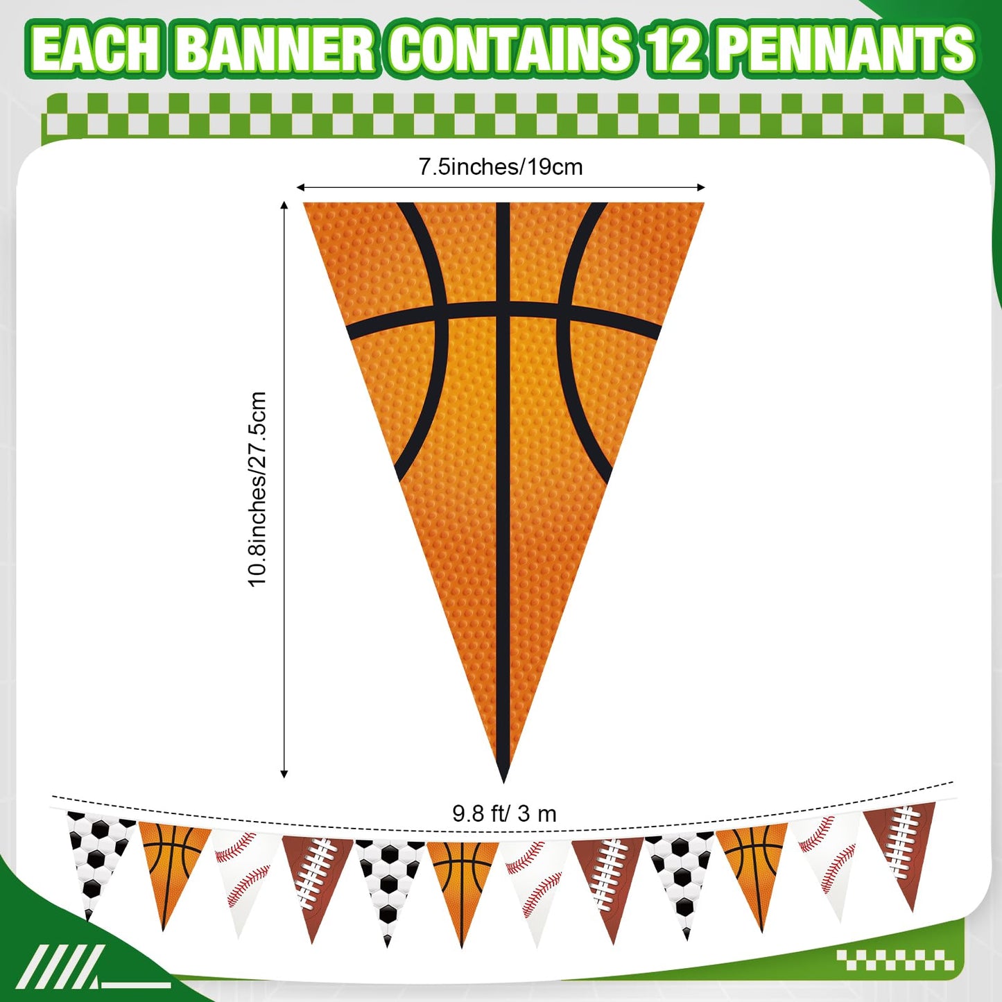 HESTYA 5 Pcs 49 Ft Sport Party Decorations Football Pennant Banner