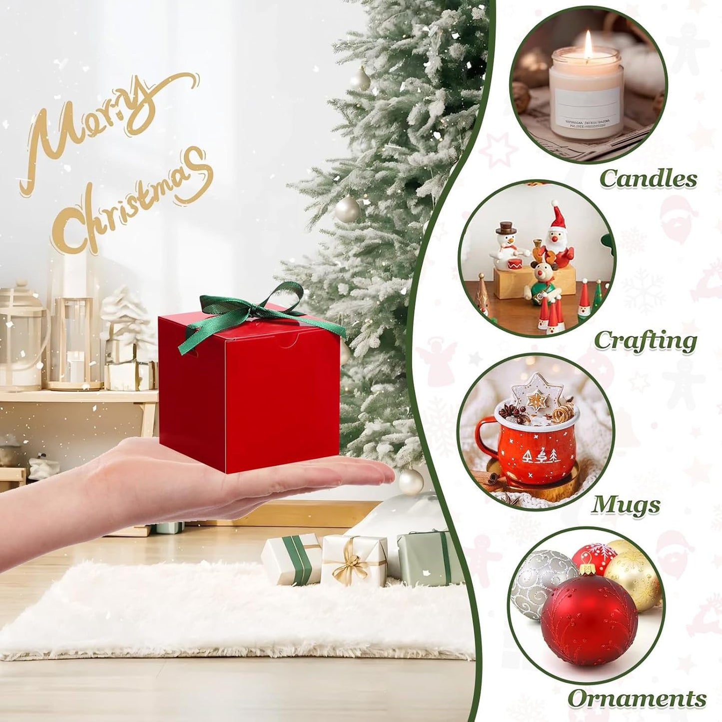 DOYIDE Small Gift Boxes, 60 Pcs 4x4x4 Inch Red Elegant Paper Box with Ribbons, Party Favor Boxes for Candy Cupcake Christmas Wedding Baby Shower Bridesmaids Birthday