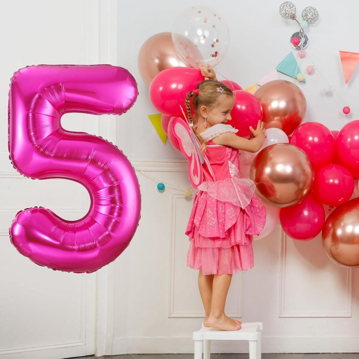 Hot Pink 1 Balloon,40 Inch Number 1 Balloon,1st Birthday Balloon Decorations, Foil Mylar Helium 1 Balloon Number for Birthday Party Decorations