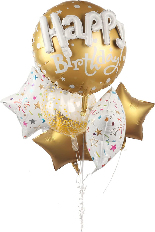 36inch Large Gold Round Foil Helium Mylar Balloons Set 8pcs For Gold Happy Birthday Party Decorations
