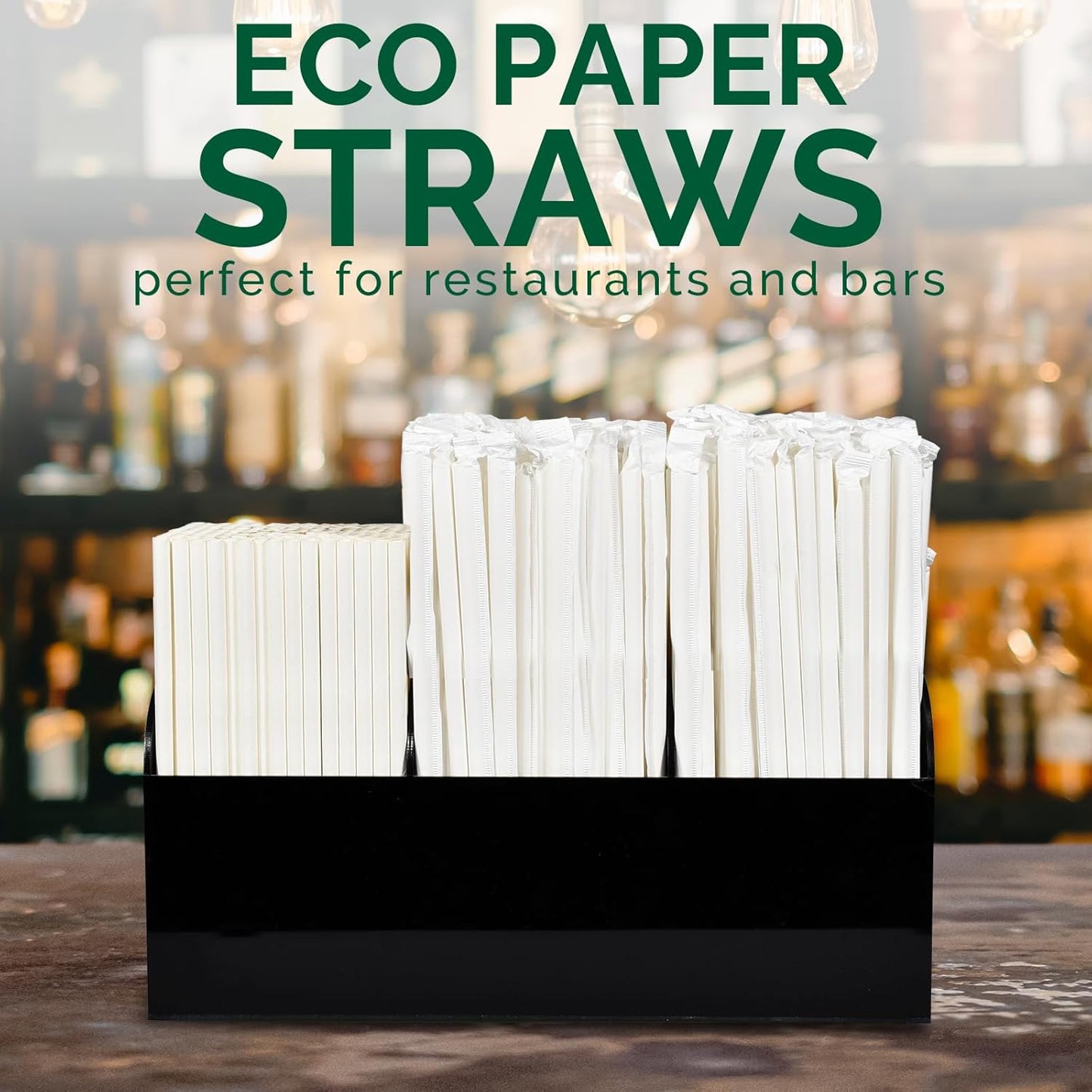 10.25" Disposable Paper Drinking Straws Individually Wrapped, 0.31" Dia. - 4 PLY Thick Heavy Duty Paper - White, 300 ct. (Restaurant Quality)