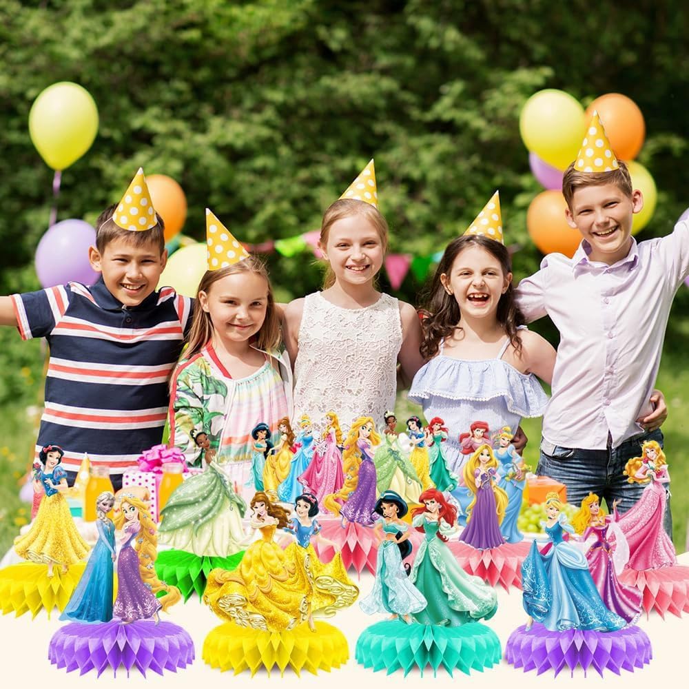 For Disne Princess Birthday Party Supplies, 9Pcs Honeycomb Centerpieces for Princess Party