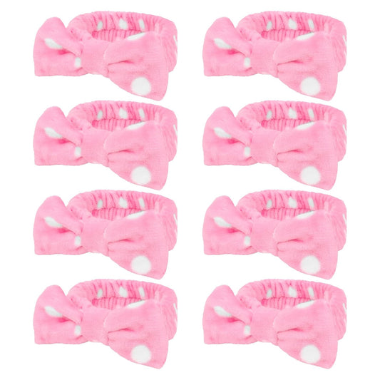 Semato 8 Pcs Pink Spa Headband with Dot Bachelorette Party Favor Set Skincare Headband for Women Gifts Party Supplies (pink dot)