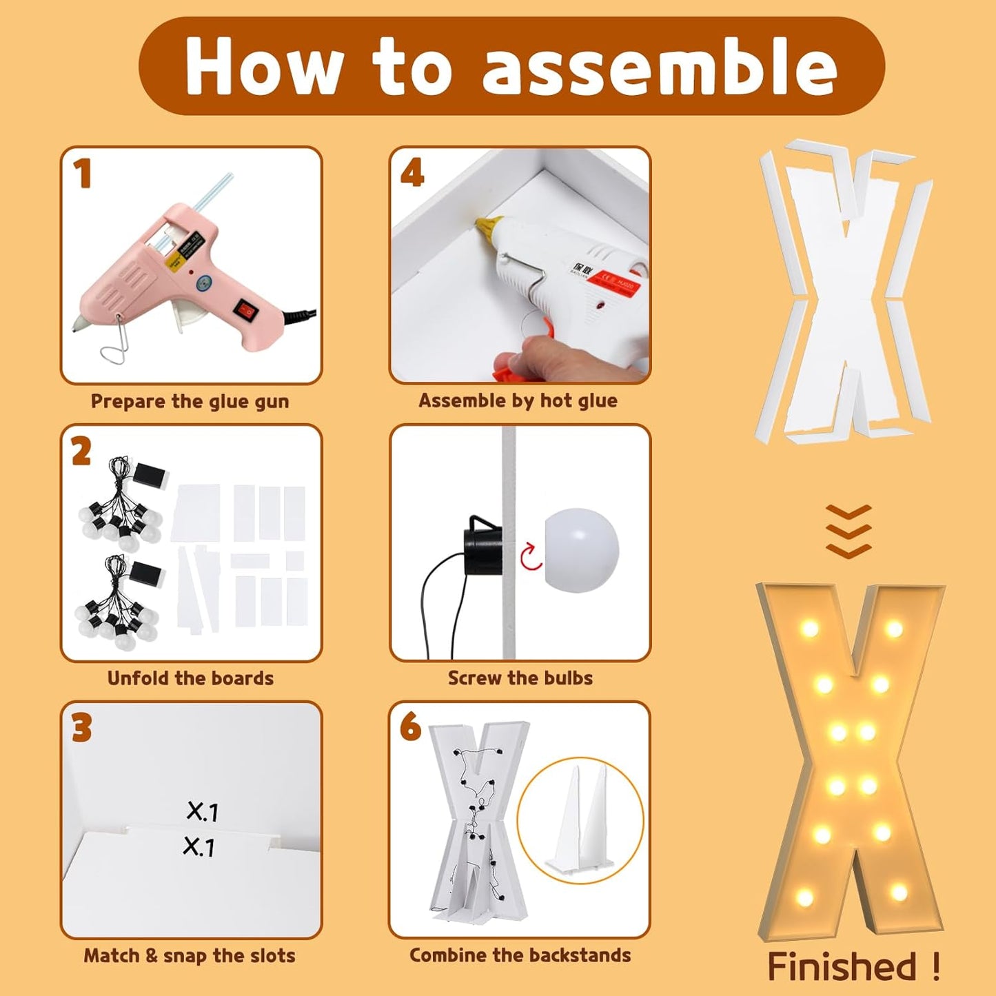 imprsv Marquee Light Up Letters, 4FT Mosaic Letters with Light for Baby Shower Graduation Party Decor, Large X for Engagement Wedding Party Decorations (Need to Assemble)