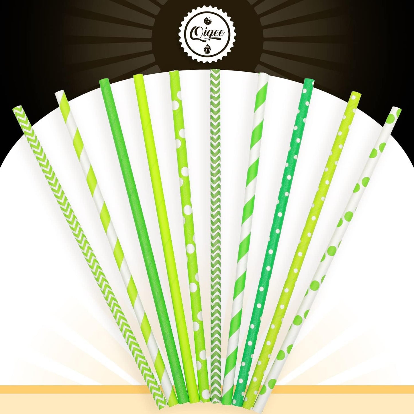 Green Paper Straws for Drinking Green Disposable Straws 150pcs Disposable Straws Bulk（10 Pattern） qiqee