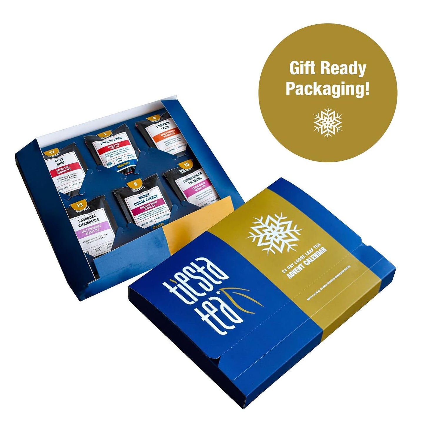 Tiesta Tea Advent Calendar 2025, Loose Leaf Herbal Tea Variety Pack, 24 Exquisite Loose Leaf Blends for Brew Lovers, Box of Herbal and Fruit Infusions, Hot or Iced, Holiday Gift Set Package