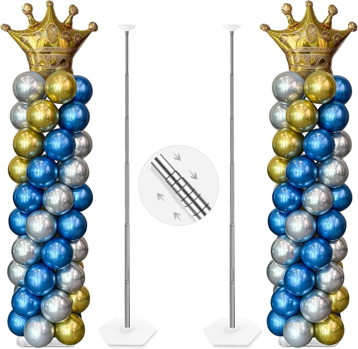 YALLOVE 2-Pack Up to 7-Ft Adjustable Metal Balloon Column Stands