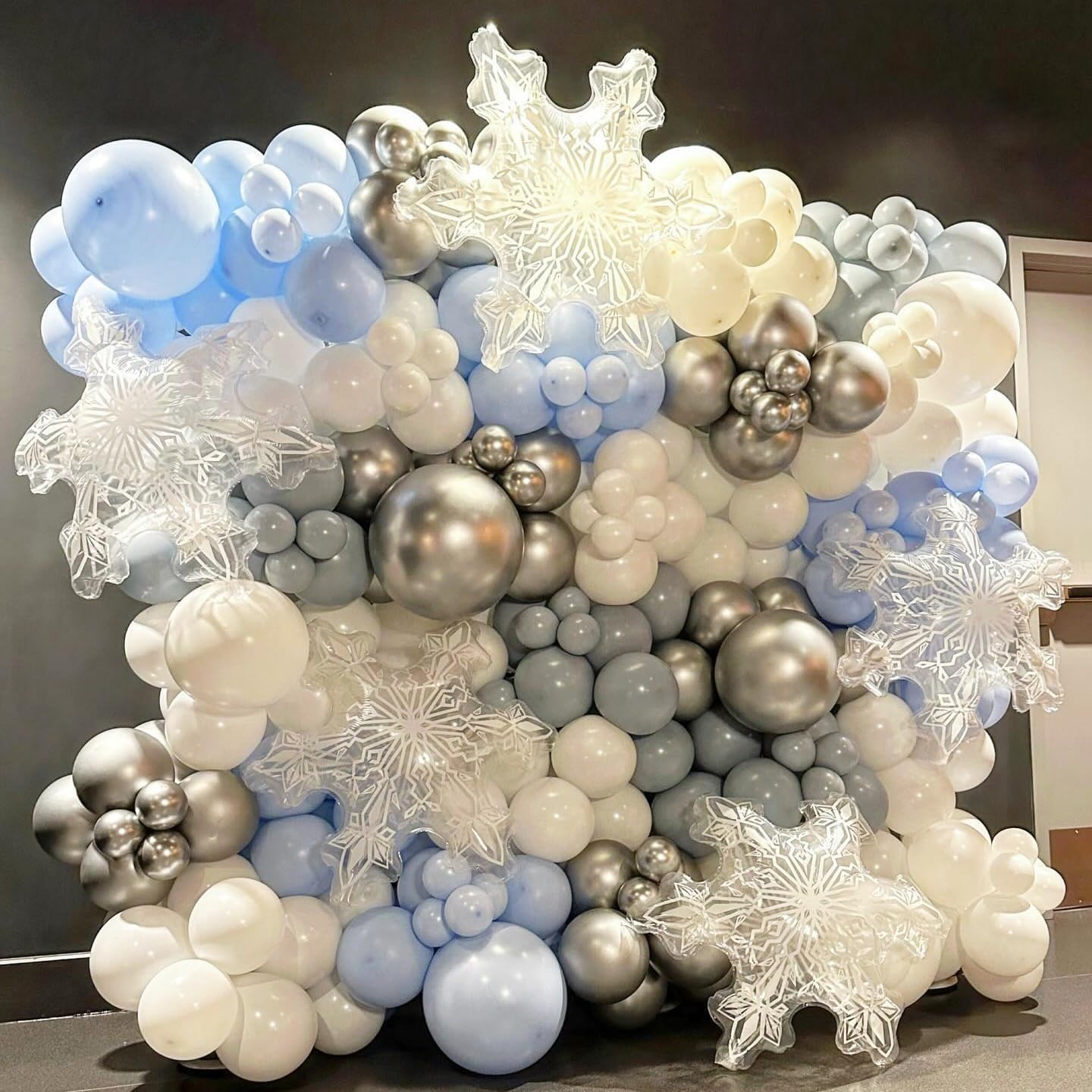Winter Wonderland Balloons, 60PCS Blue White Snowflakes for Ice Wonderland Christmas Baby Shower Princess Theme Birthday Party Decorations Supplies
