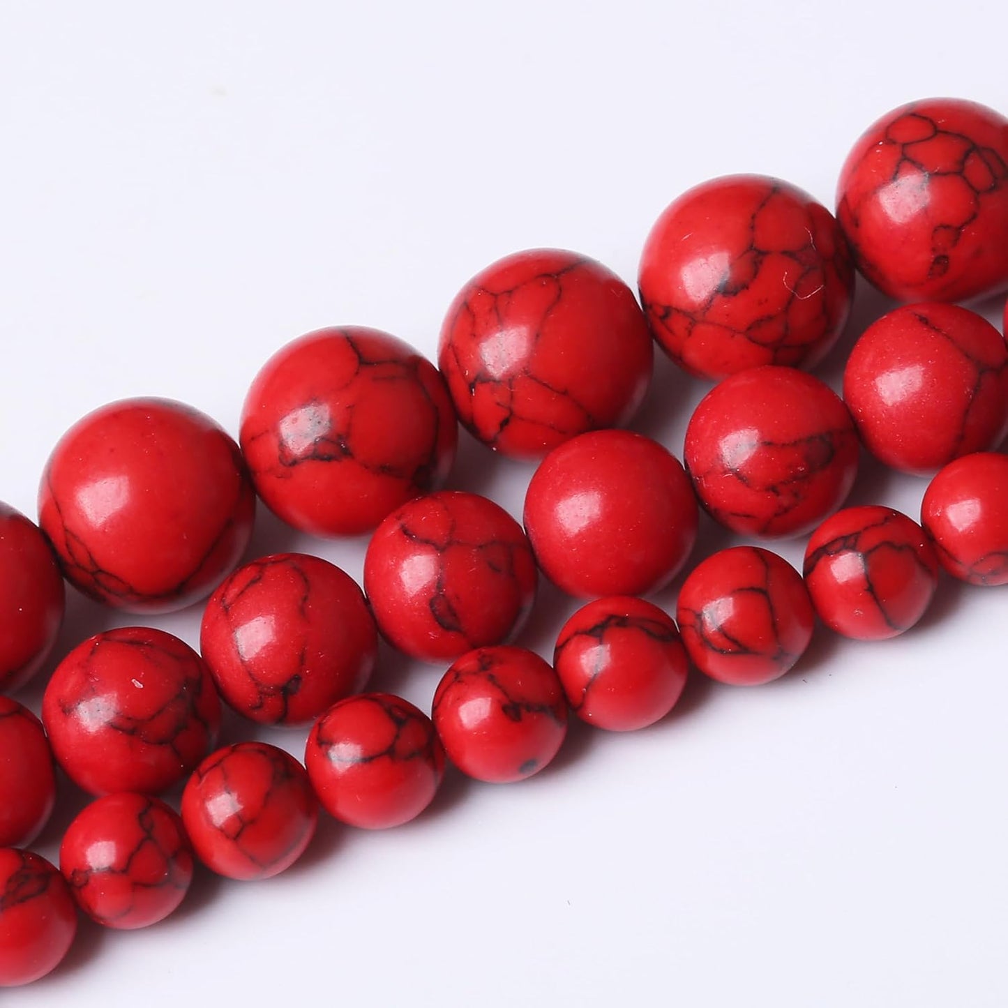 Red Turquoise Stone Beads Gemstone Round Crystal Energy Jade Beads Stone Beads for Jewelry Making DIY Bracelet Necklace Jewelry Making 1 Strand 15.5inch 31PCS 12MM