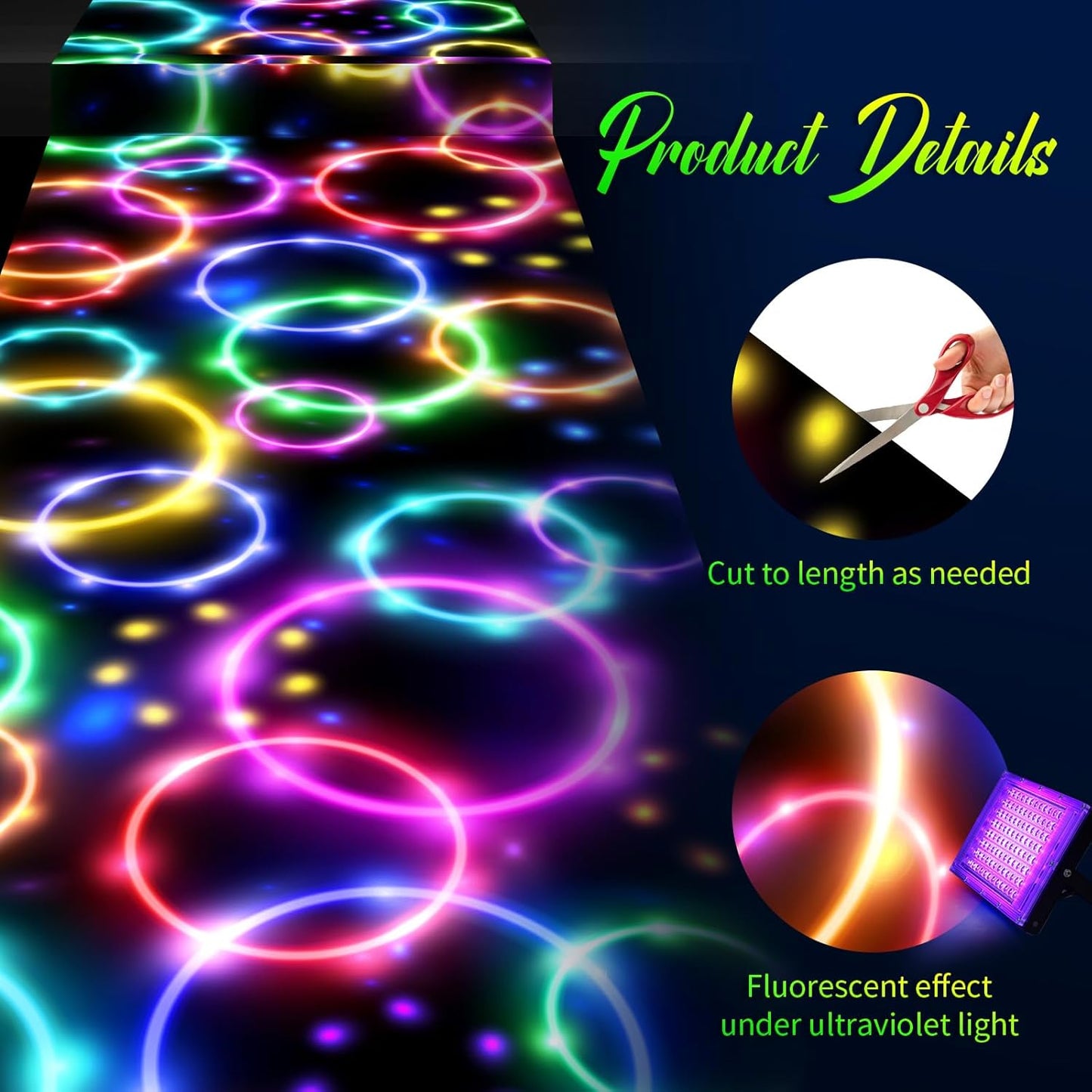 Haull 236 x 39 Inch Neon Light up Dance Floor Glow in The Dark Floor Runner Neon Party Decorations UV Blacklight Reactive Fluorescent Wall Props for Glow Disco Party Favors(Dream Bubble)