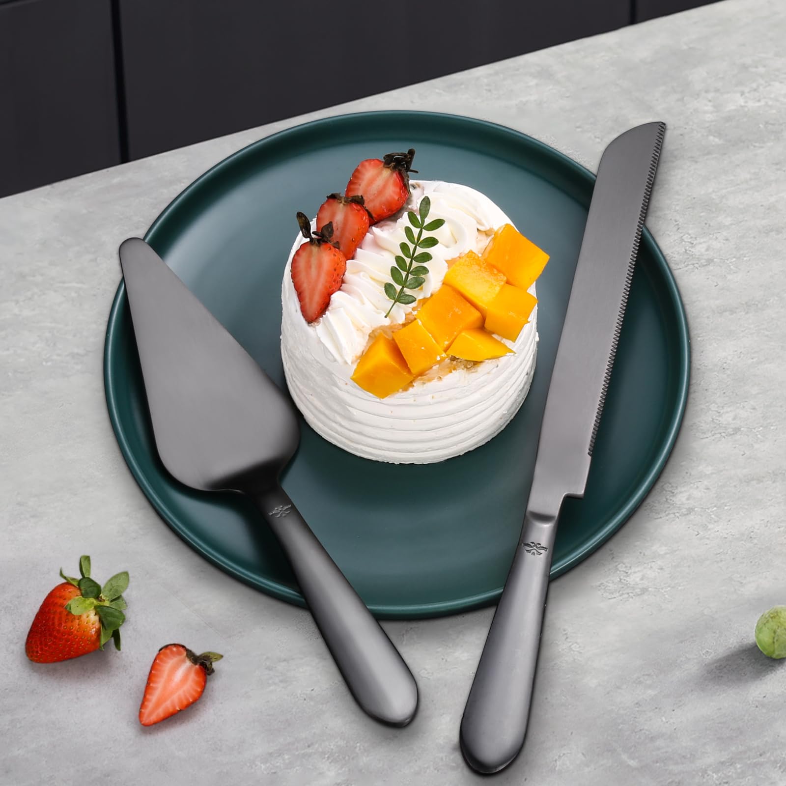 Wedding Cake Knife and Server Set, Integral Stainless Steel Longer Cake Cutter and Wider Pie
