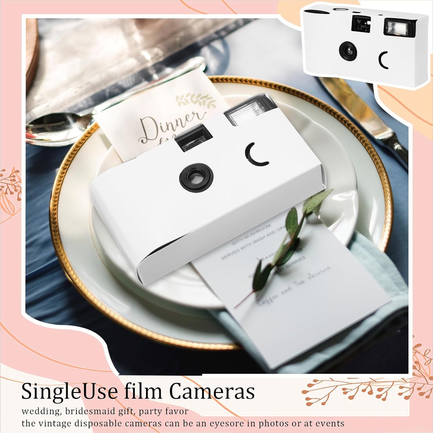 Kanayu 14 Packs DIY Disposable Cameras Bulk, White Single Use Camera with 35mm Iso 400 Film Bright Flash for Weddings, Baby Showers, Birthday Parties Anniversary Events, Easy to Use, Vintage
