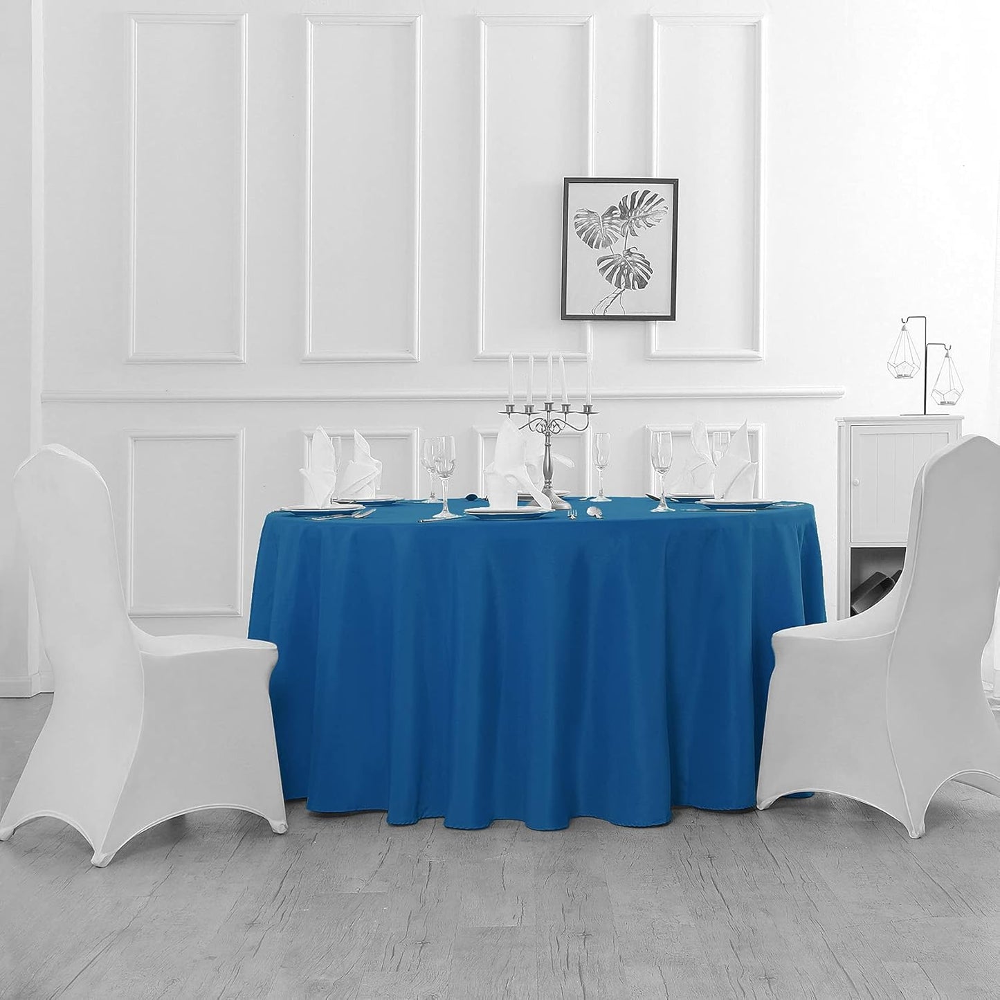 70 inch Round Tablecloth Washable Polyester Table Cloth Decorative Table Cover for Wedding Party Dining Banquet（70 inch, Mediterranean Blue）