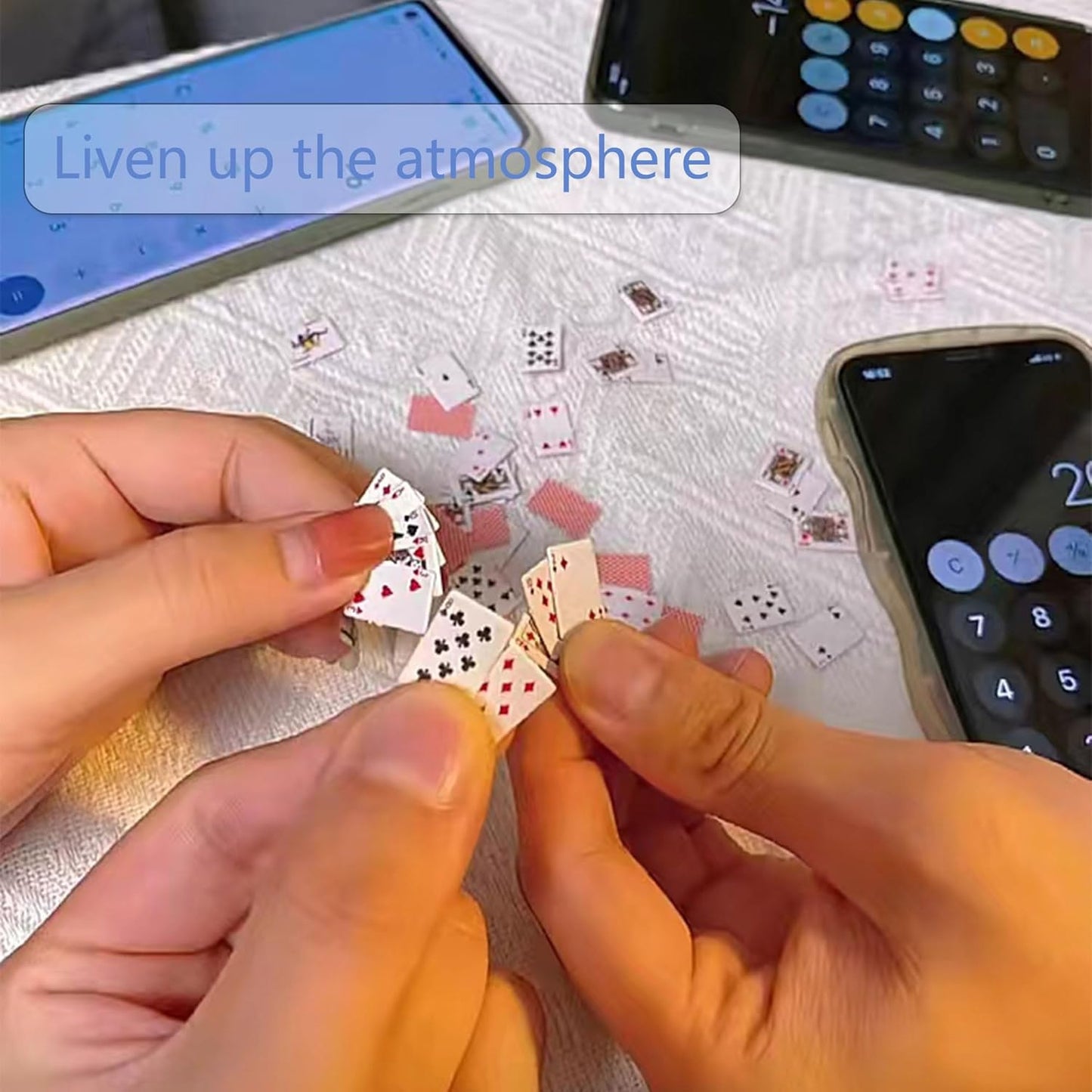 Party Spoof Fun Mini Playing Cards，Miniature Poker Game，3 Copies