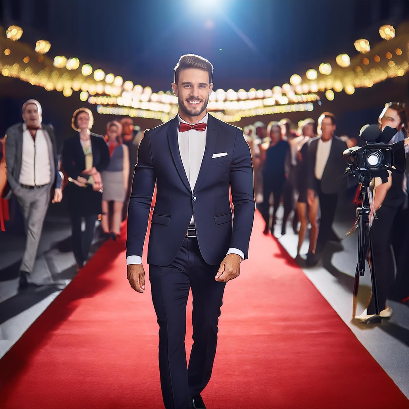 BannerBuzz Hollywood Red Carpet Runner – Premium Non-Slip 3x8 ft Aisle Rug for Weddings, Parties, and Events – Ideal for Step and Repeat Backdrop Event Decoration