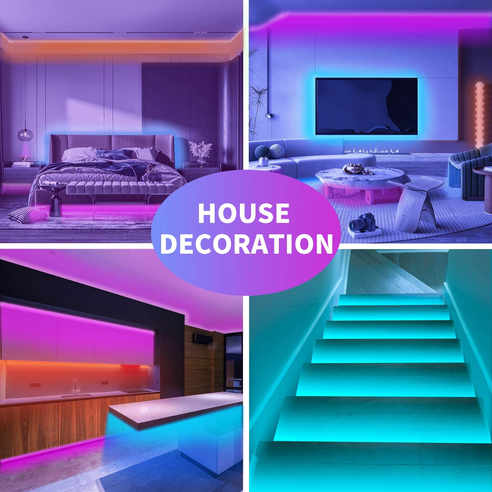 KSIPZE 100ft Led Strip Lights RGB Music Sync Color Changing Led Lights with Smart App Control