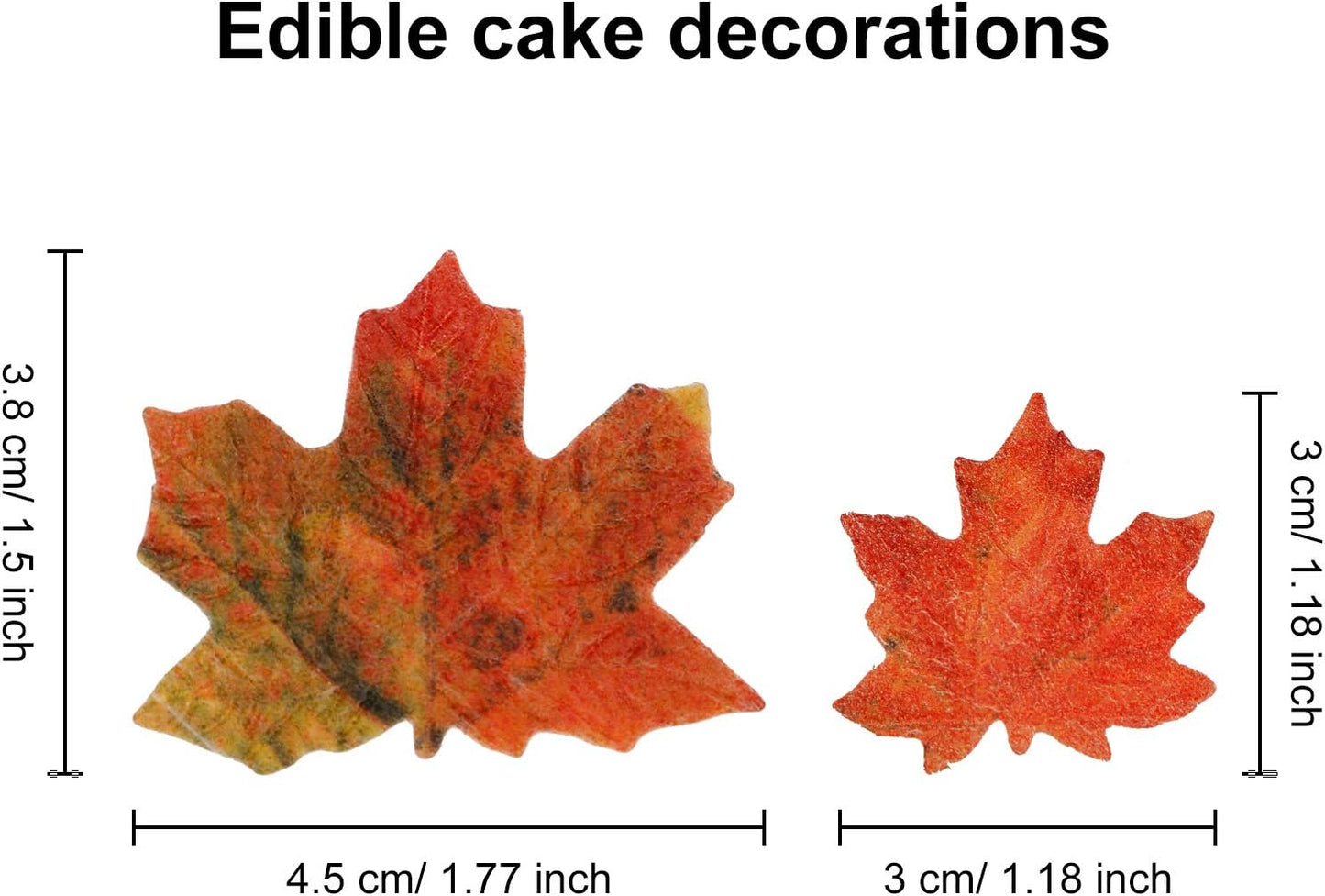 SUSSURRO 100 Pieces Edible Fall Leaves Gold Leaf Cupcake Toppers maple leaves Cake Toppers Edible gold leaf Cake Topper for Party Decoration with Plastic Box