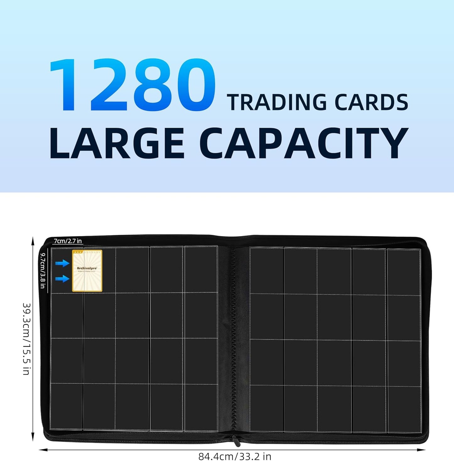 20 Pockets Premium Card Binder 1024 Cards Trading Card Binders Side Load Card Storage Display Album(20 Pocket 1280 Card Slot,Blue)