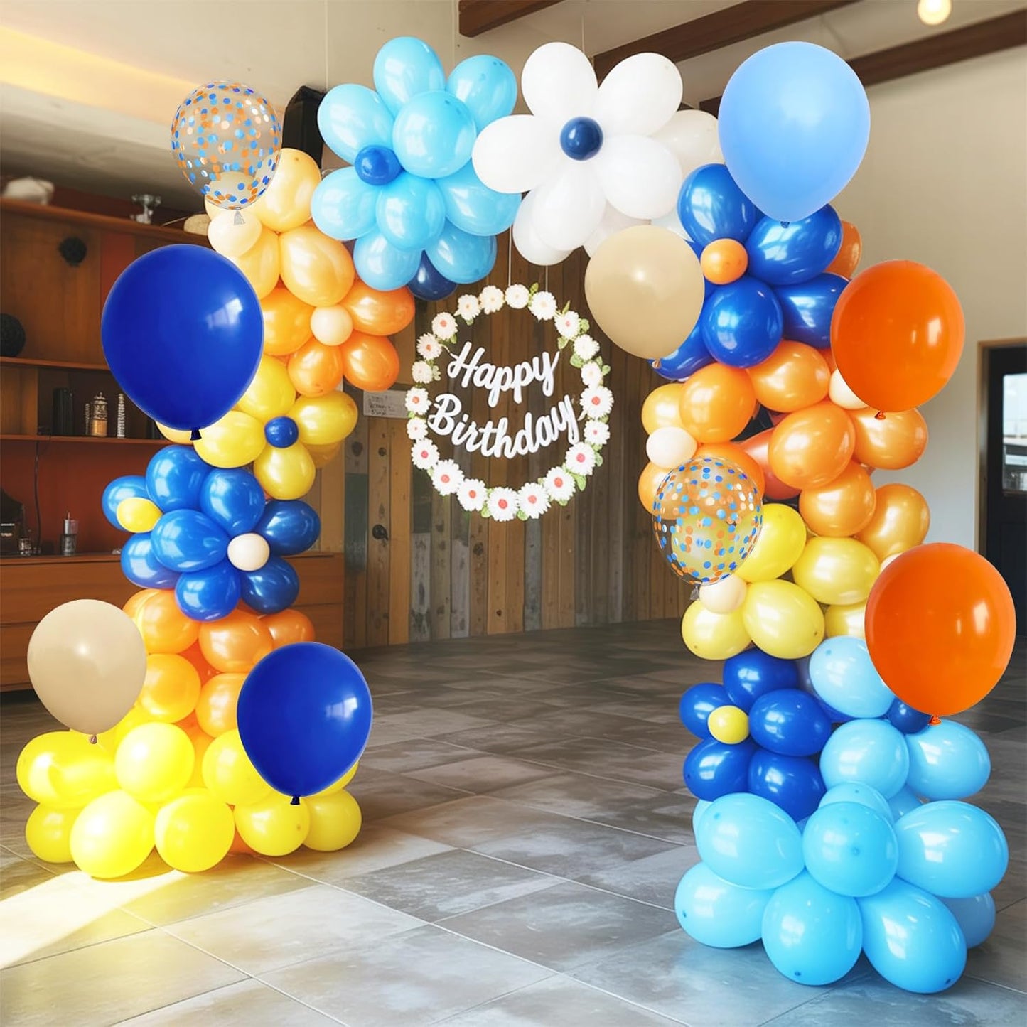 Blue and Orange Balloons Set, 50PCS 12 Inch Confetti Balloon Orange Dark Light Blue Apricot Nude Party Balloons Latex Helium for Boys Kids Baby Shower Graduation Wedding Blue Birthday Party Decoration