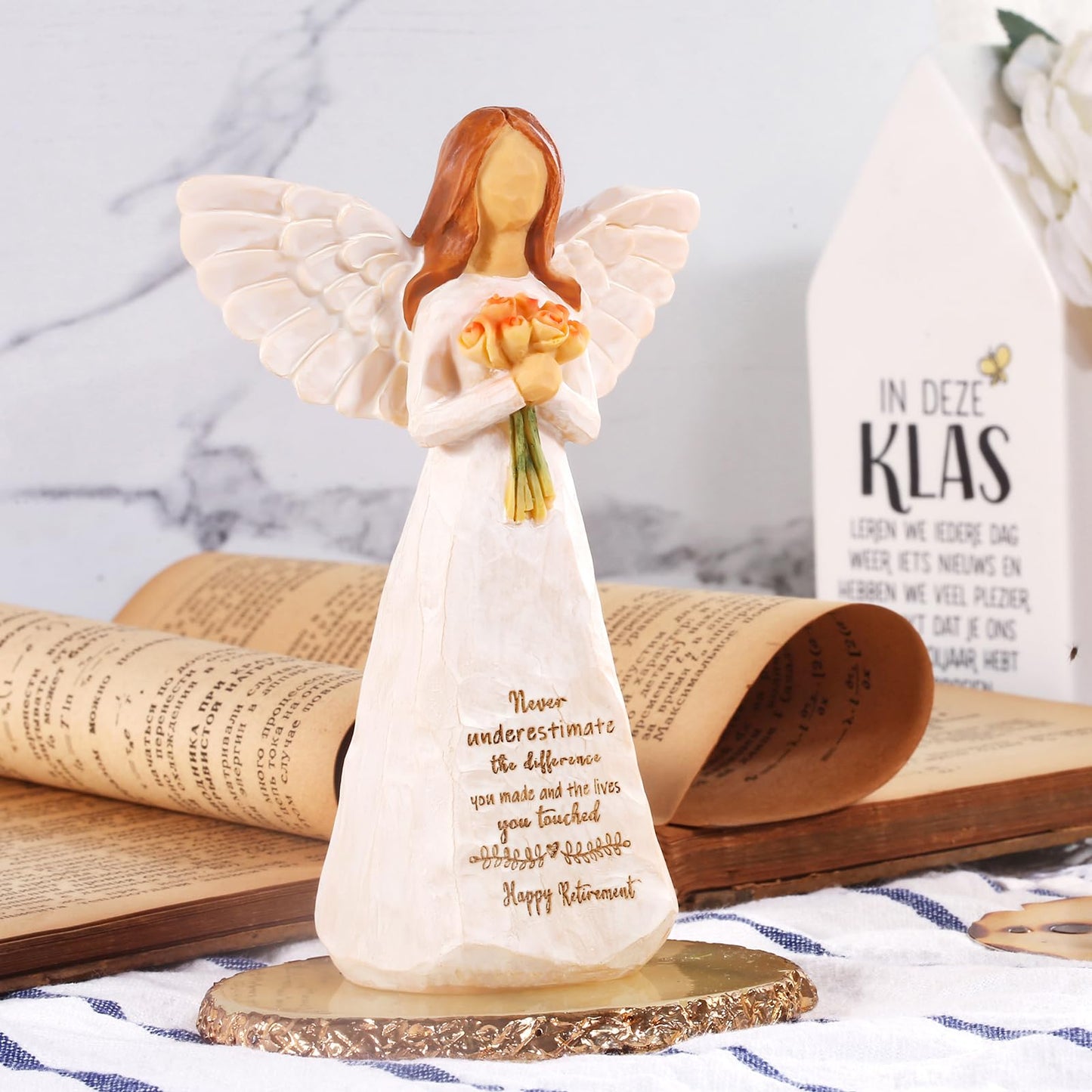 Retirement Gift for Woman, 5.5” Resin Angel Figurine - Retirement Gifts