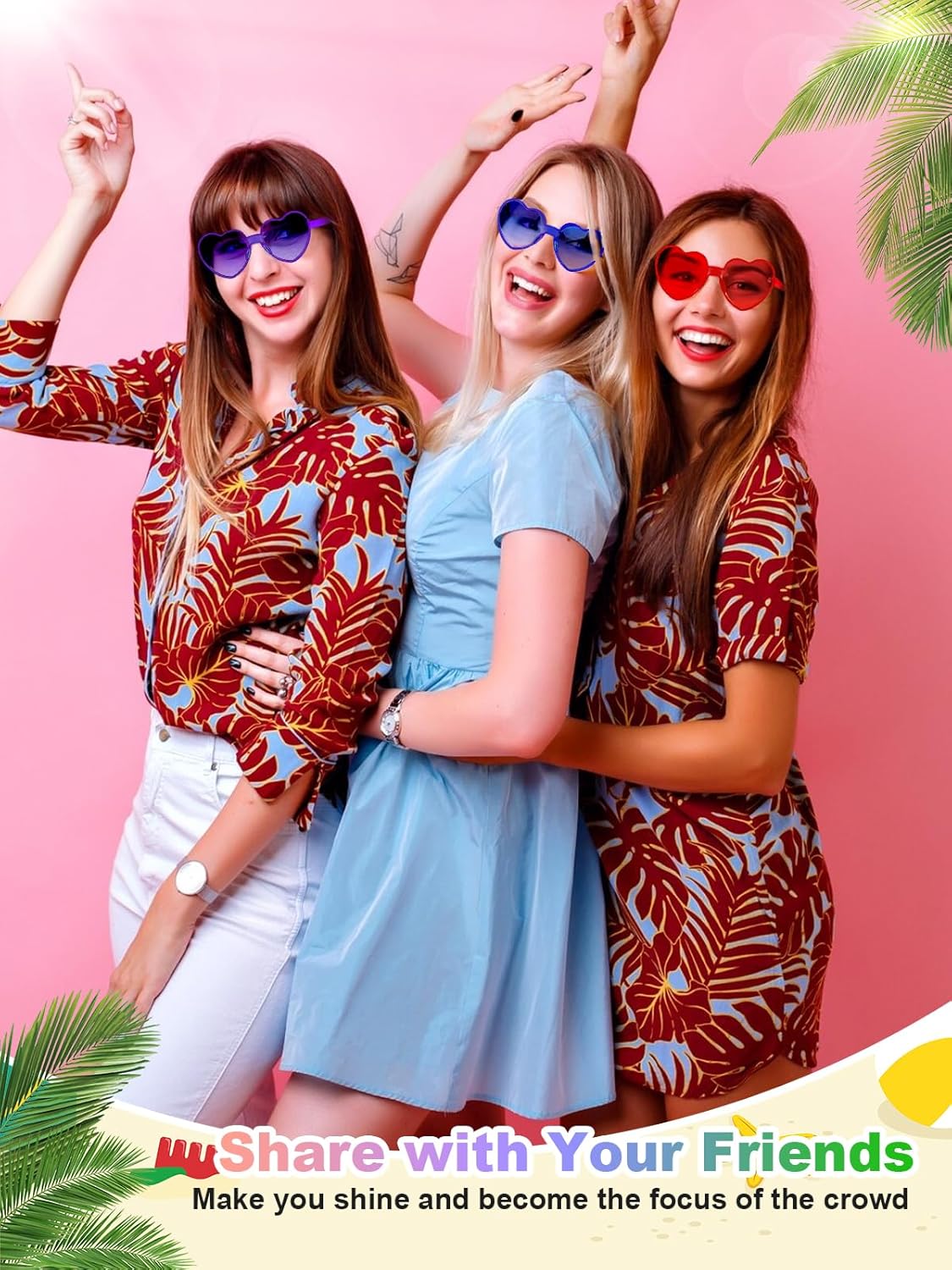 12 Pairs Heart Shaped Sunglasses for Women Colorful Glasses Fun Trendy Transparent Heart Sunglasses Party Favor (Mixed Colors)