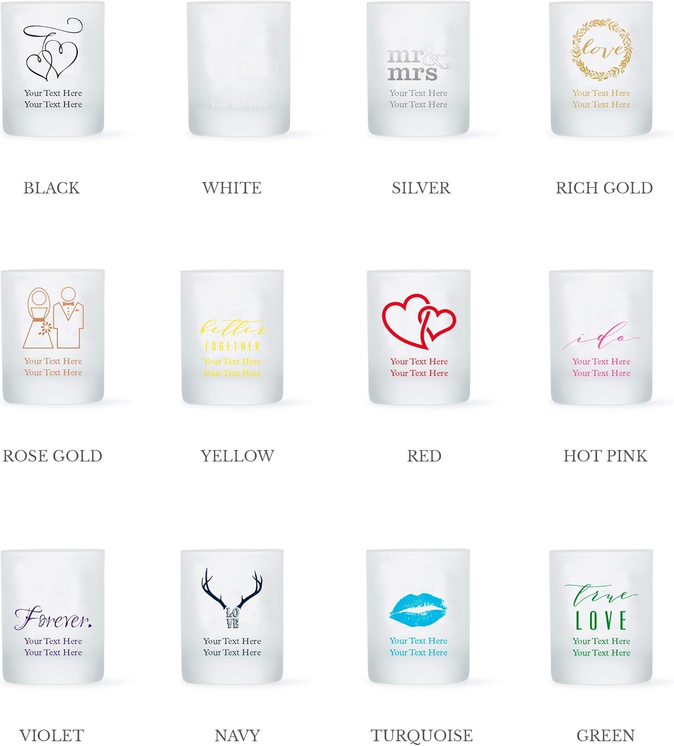WEDDINGSTAR Personalized 3oz Frosted Shot Glass Customizable Full Color Print - 84 pack