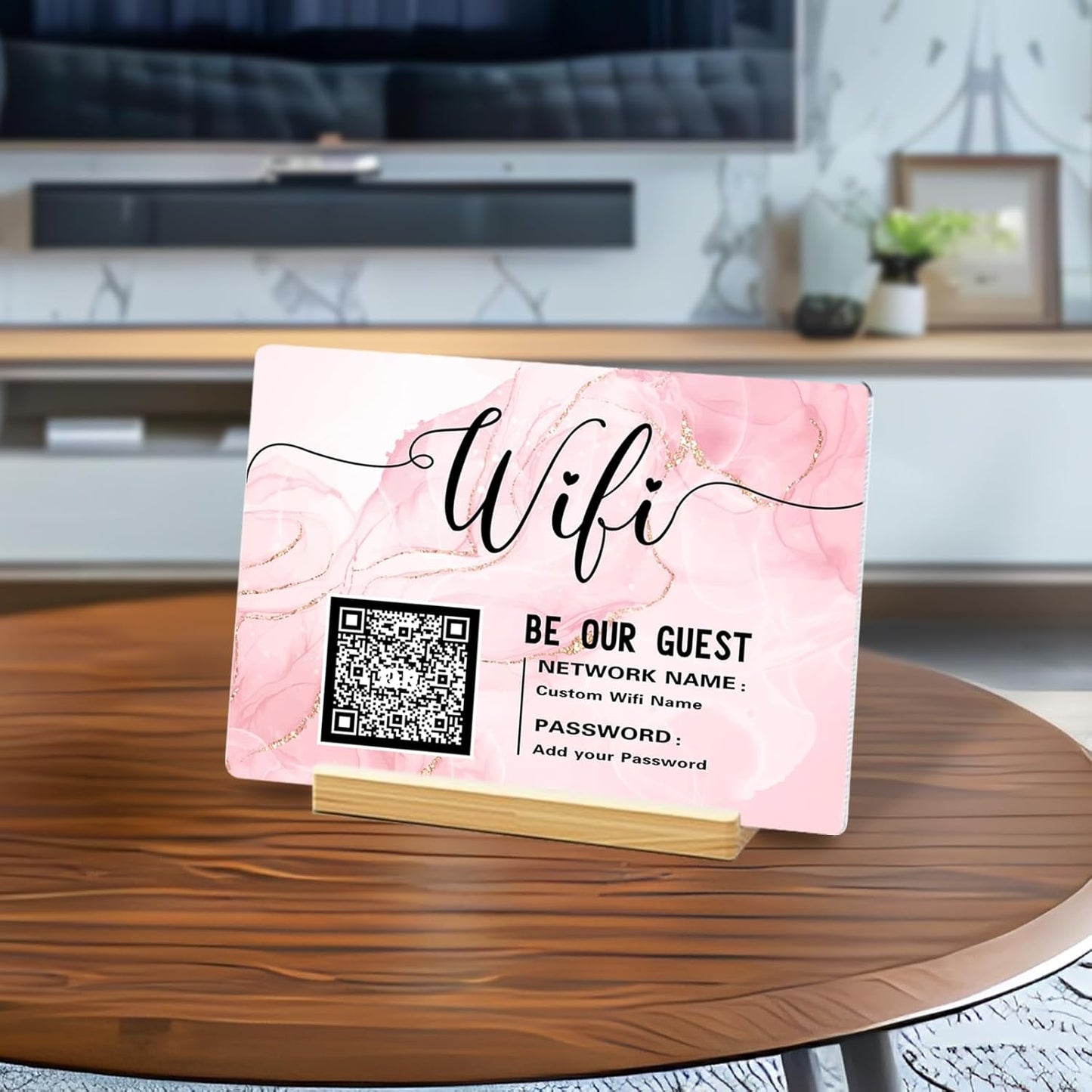 Personalized Custom Metal QR Code Sign Venmo Cashapp Scan to Pay with Stand Instagram Facebook Social Media QR Signs Bar Code QR Plaque Print for Business Salon Beauty Store Restaurant Wifi Sign (W2)