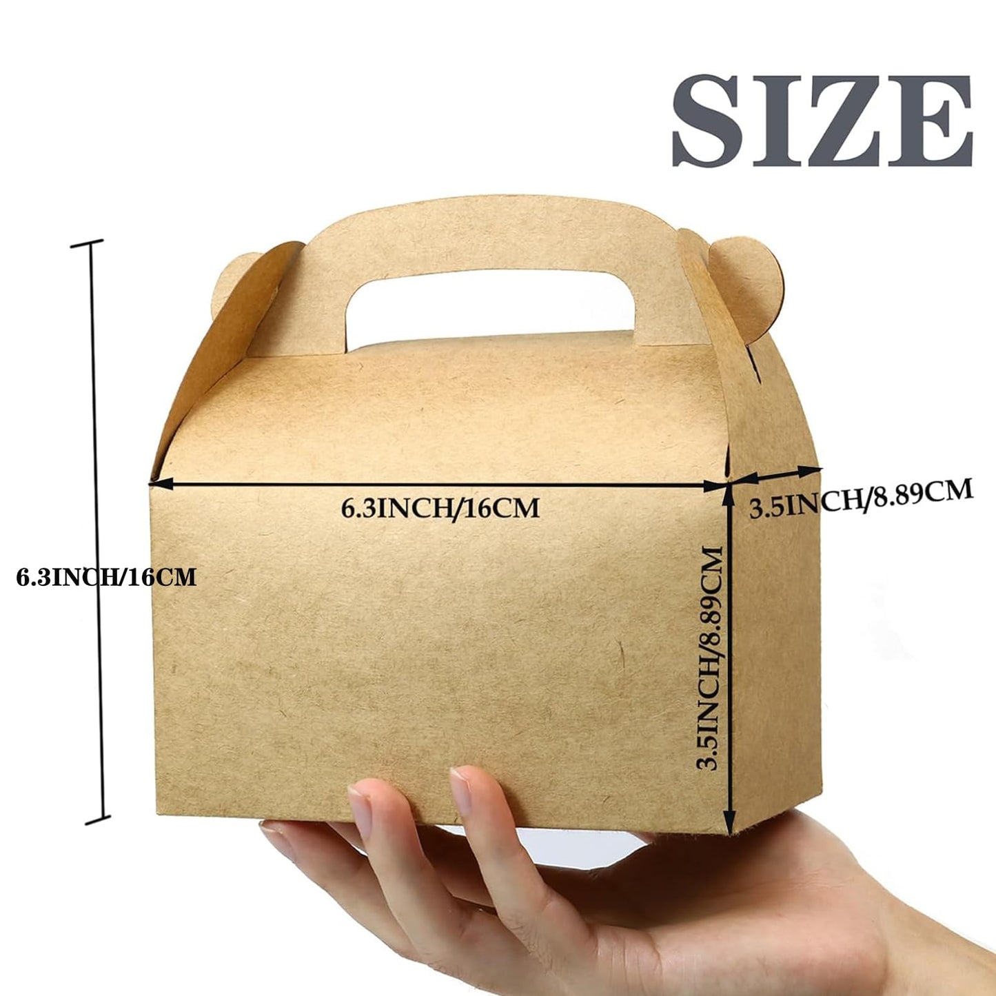 Oletx 24Pcs Brown Party Favor Treat Boxes Goodie Paper Box with Handles