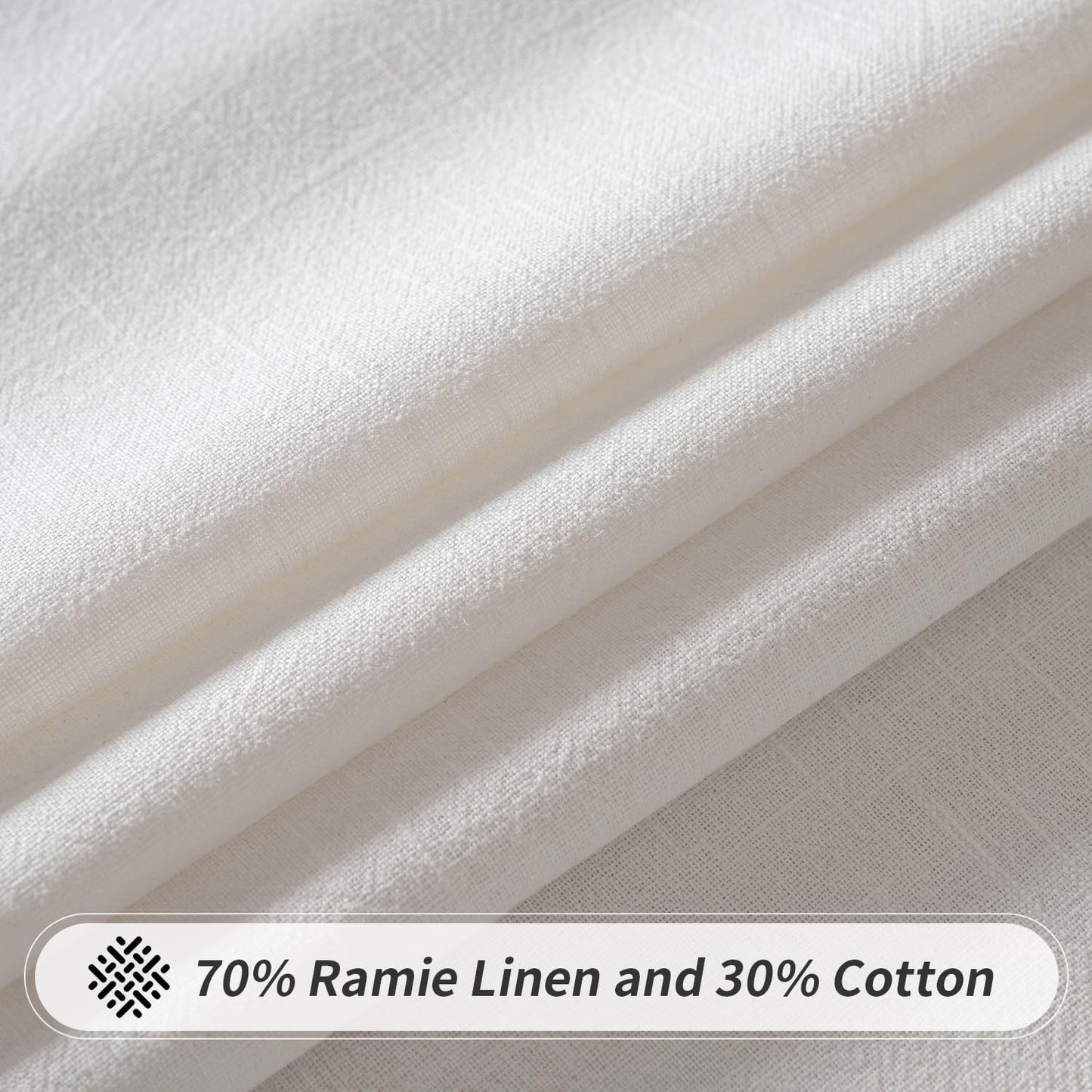 MIULEE White Linen Cotton Blend Tablecloth Rectangle, Luxury Waterproof Stain Resistant Durable Farmhouse Oblong Table Cloth for Dining Party Christmas Weddings Birthday Picnic Events, 52 x 84 inch