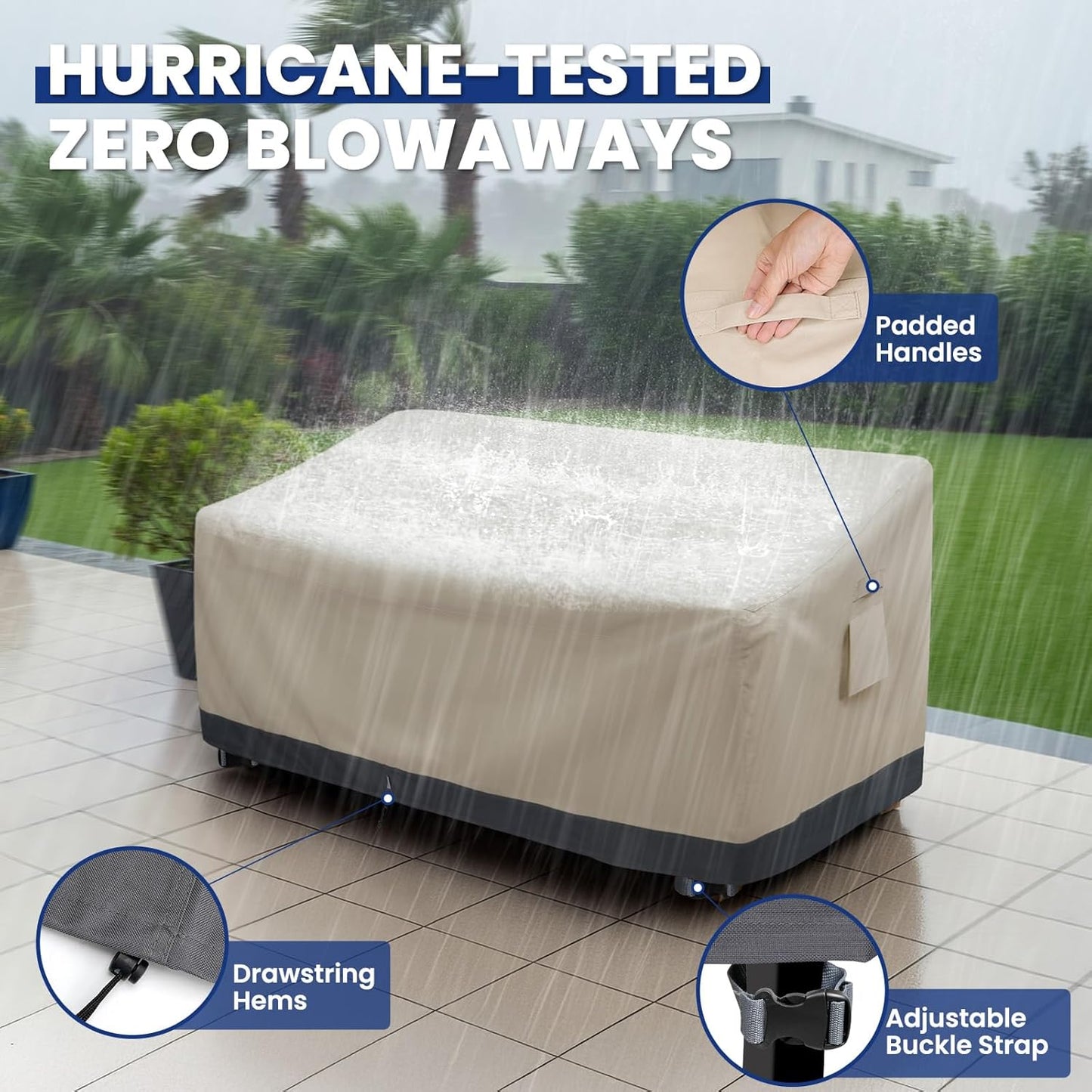 Extra Heavy Duty 2 Seater Outdoor Couch Cover Waterproof Up to 8000pa, Patio Furniture Sofa Covers with Air Vent, Outdoor Loveseat Bench Cover, 76" W x 33" D x 32"H