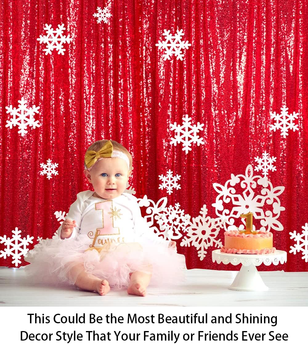 ShinyBeauty Sequin Backdrop Red 10X10FT for Photography, Wedding, Baby Birthday, Photo Booth - Glitter Shimmer Party Backdrop
