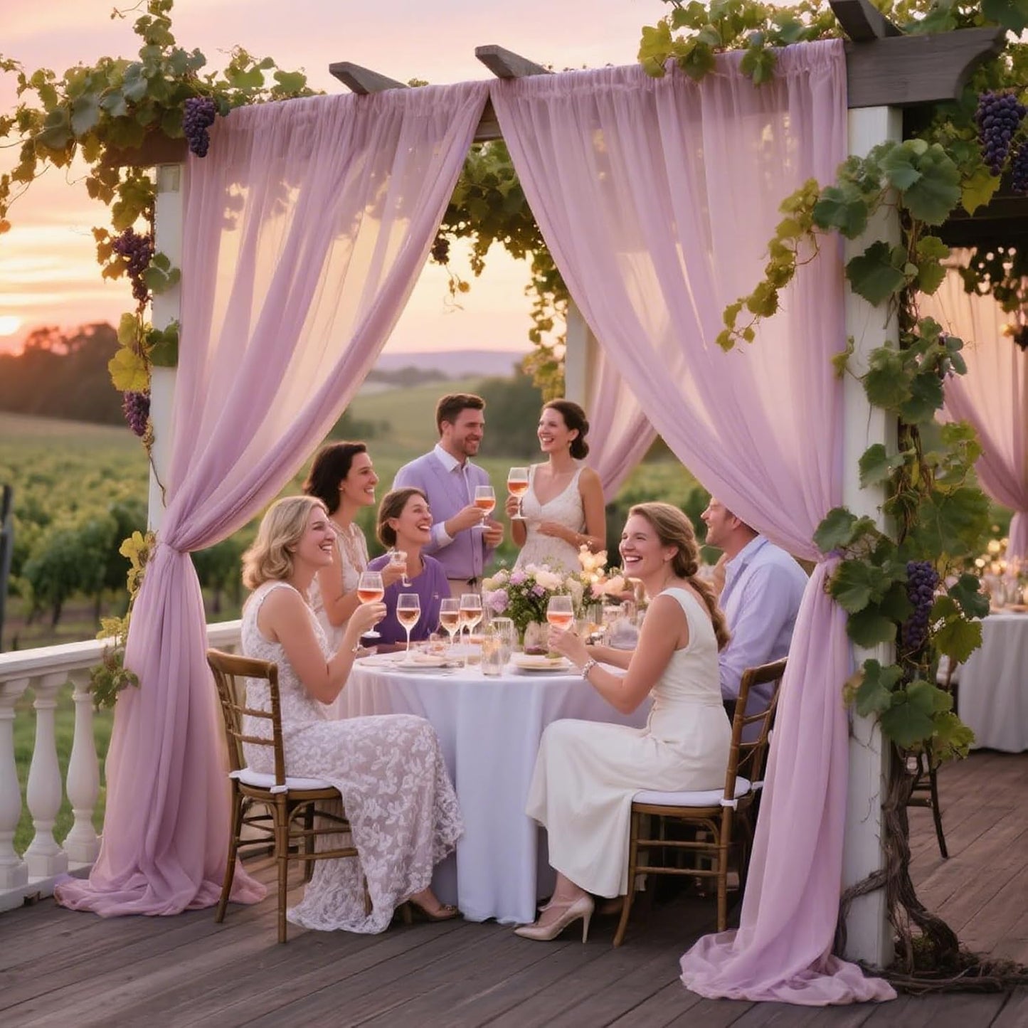 VOK Wedding Arch Draping Fabric Chiffon Fabric, 29in x 18Ft 2 Panels Sheer Chiffon Outdoor Curtain for Wedding Ceremony Birthday Party Decoration (Dusty Rose,2 Panel)