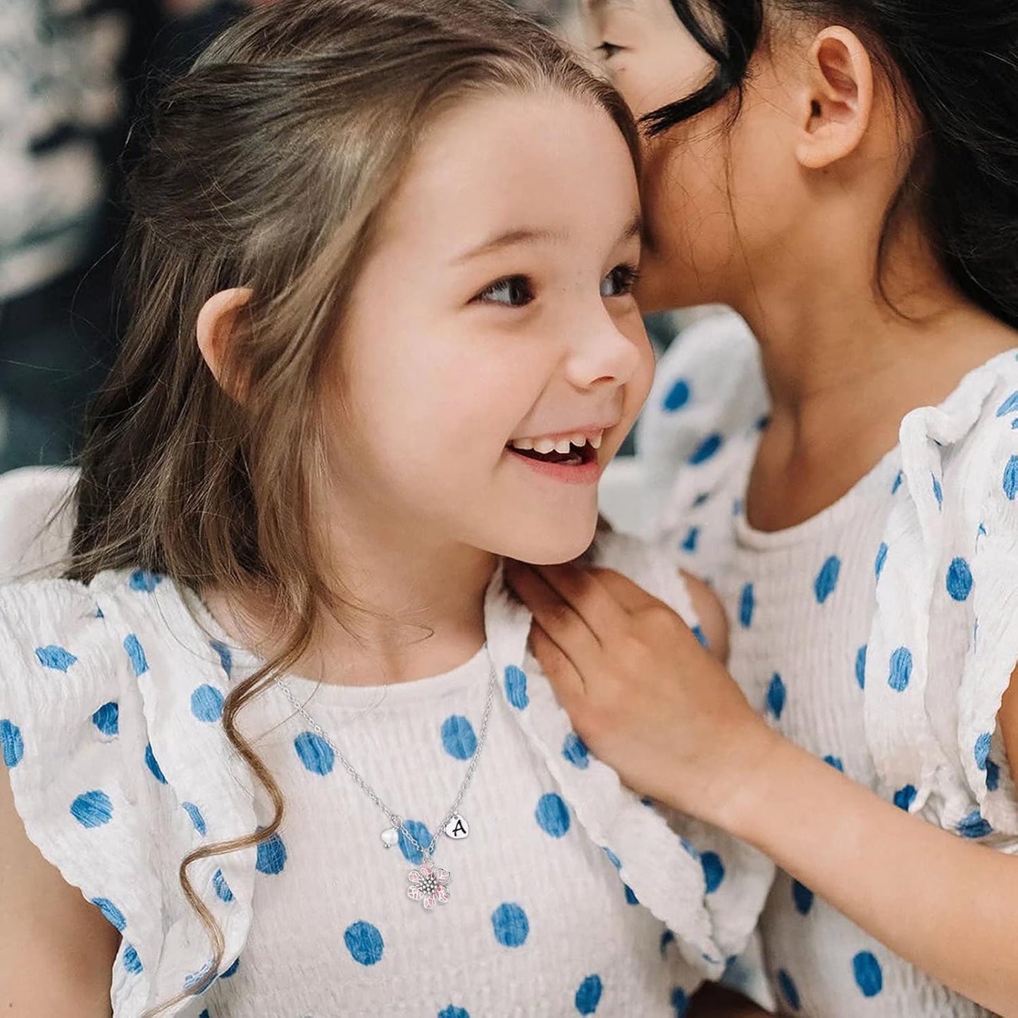 IEFLIFE Flower Girl Gifts - 14K-Gold-Plated Heart Initial Necklace Wedding Gift for Girls