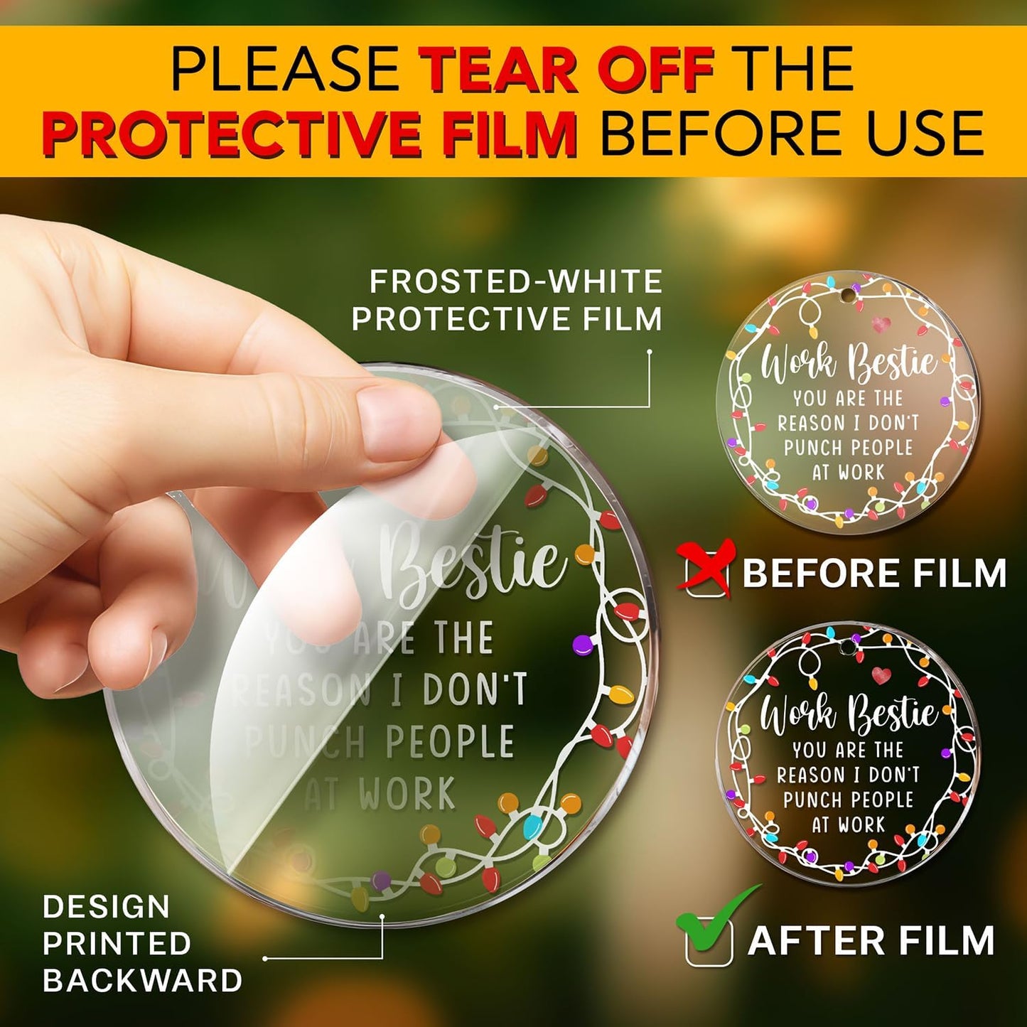 HEXMOZ Work Besties Gifts for Women, Work Friends - Coworker Ornament - Christmas Coworkers Gifts, White Elephant, Secret Santa Office Ideas for Work Friends - Acrylic Ornament 2025