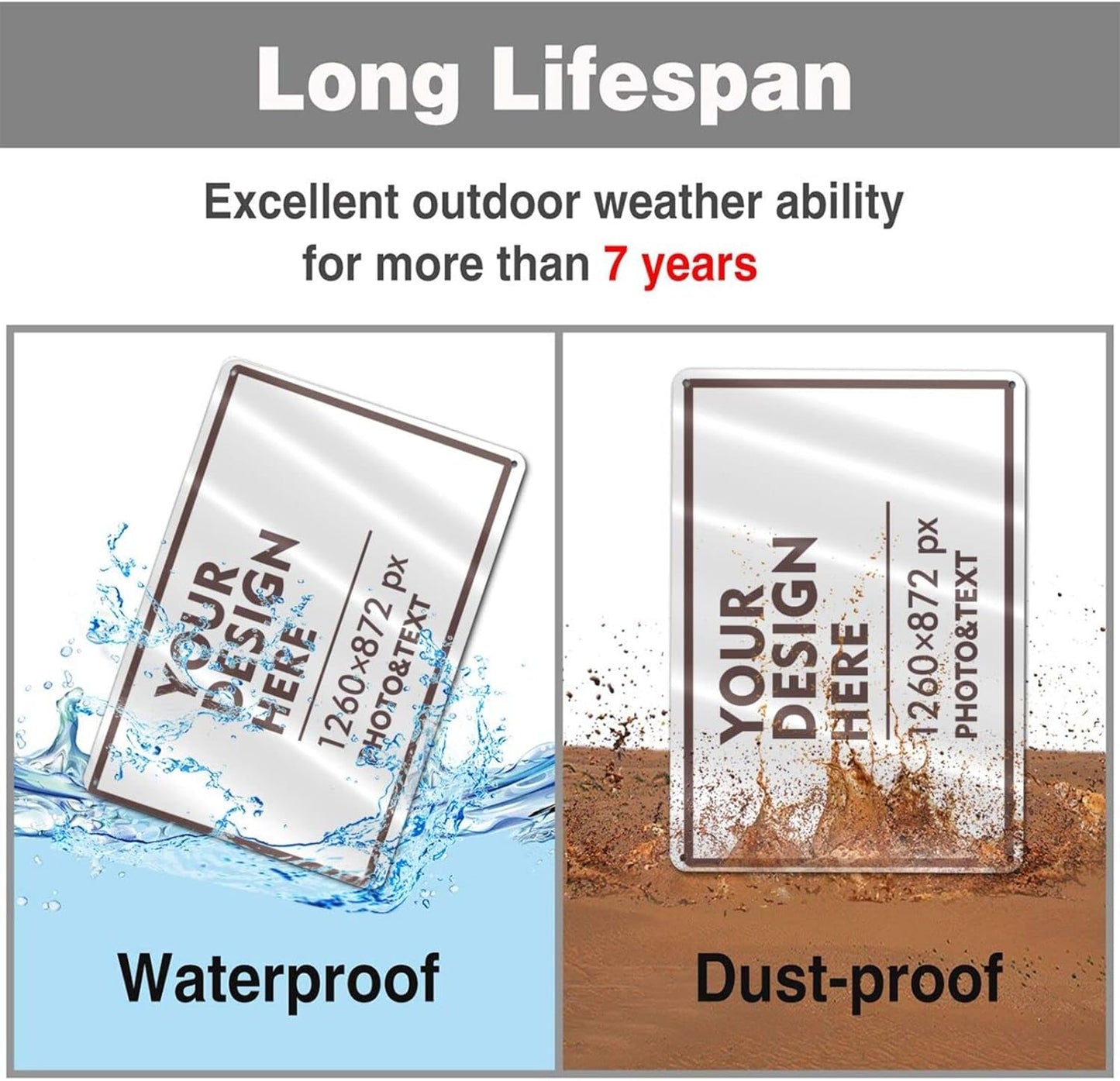 Custom Outdoor Metal Sign - Personalized Aluminum Signs for Office, Home, Business, Decor, Custom Road Signs, Rust-Proof, Brown Text Box, 12x8 Inches