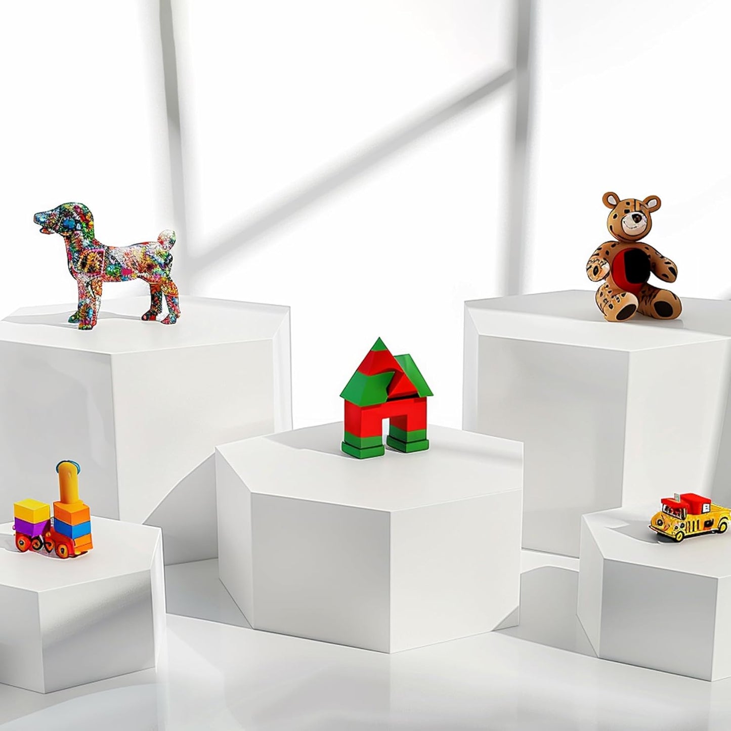 6 Pcs Buffet Risers, Dessert Stands Acrylic, Food Risers for Buffet, Jewelry Showcase, Riser Display Cases， Acrylic Display Base, White