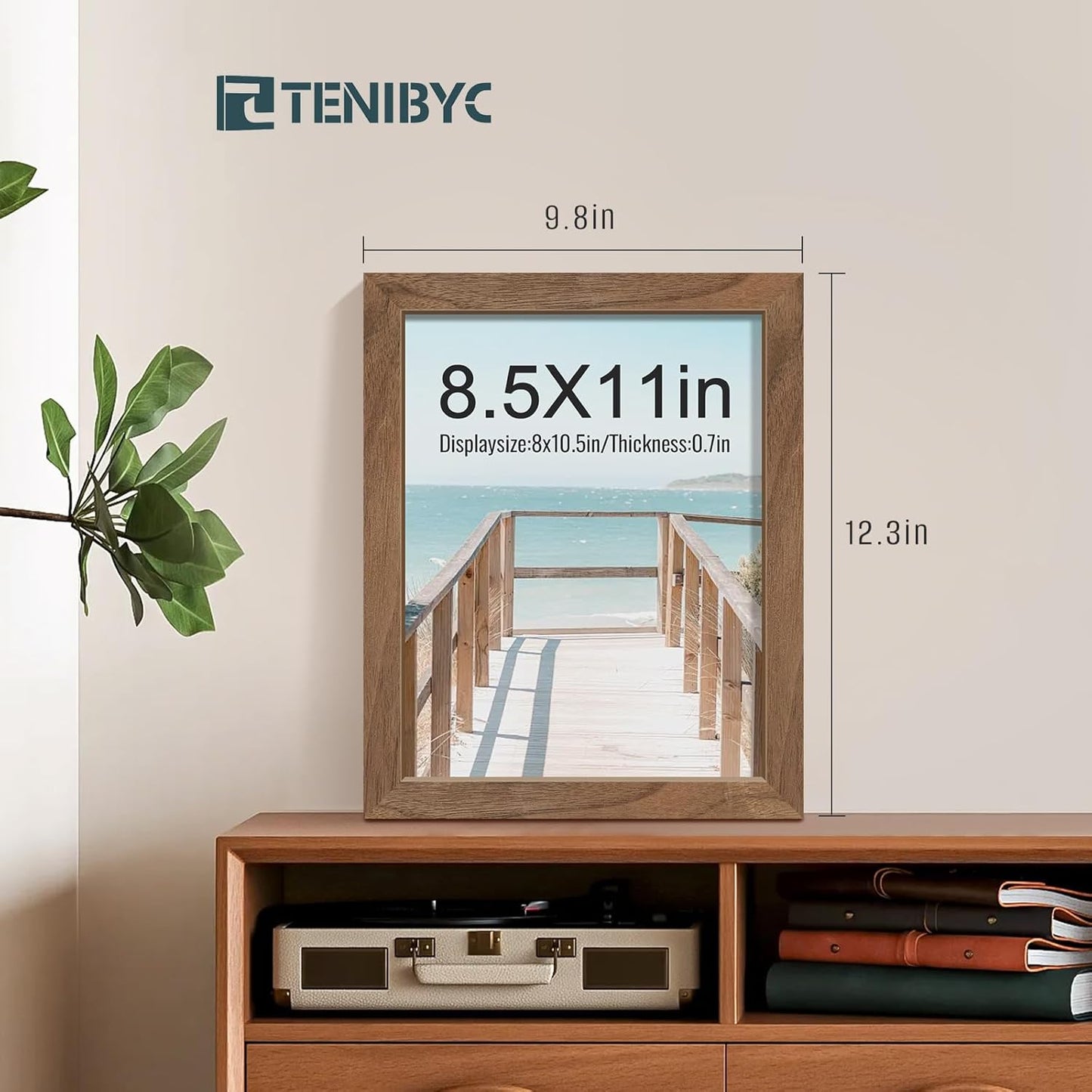 8.5 by 11 Picture Frame Brown - 4 Pack, Walnut Wood Grain, HD Tempered Glass, Suitable for Certificate Document, Wall or Tabletop Photo Frame