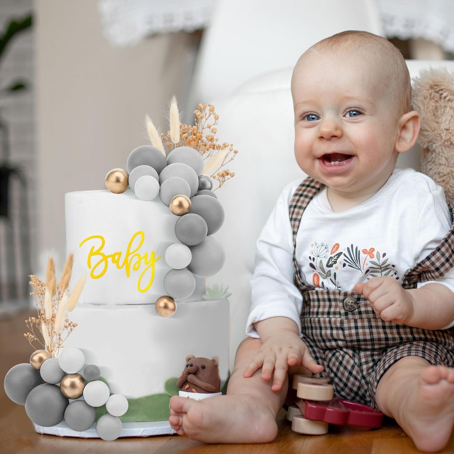 108 Pcs Balls Cake Topper DIY Cupcake Insert Foam Balloons for Cake Baking Wedding Anniversary Birthday Decoration(Dark Gray, Gray, Light Gray,Multi Sizes)