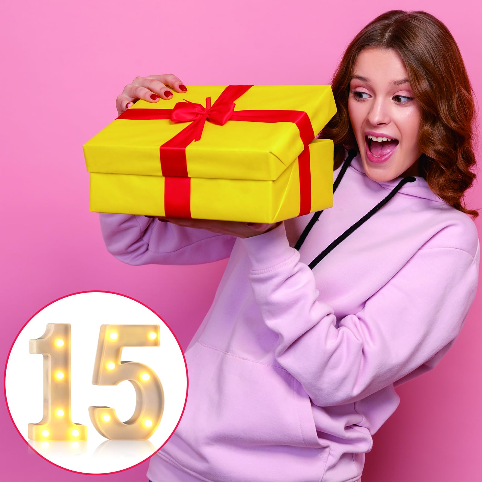 Marquee Numbers 15th Birthday Decorations For Girls Boys,15 Light Up Numbers Quinceanera
